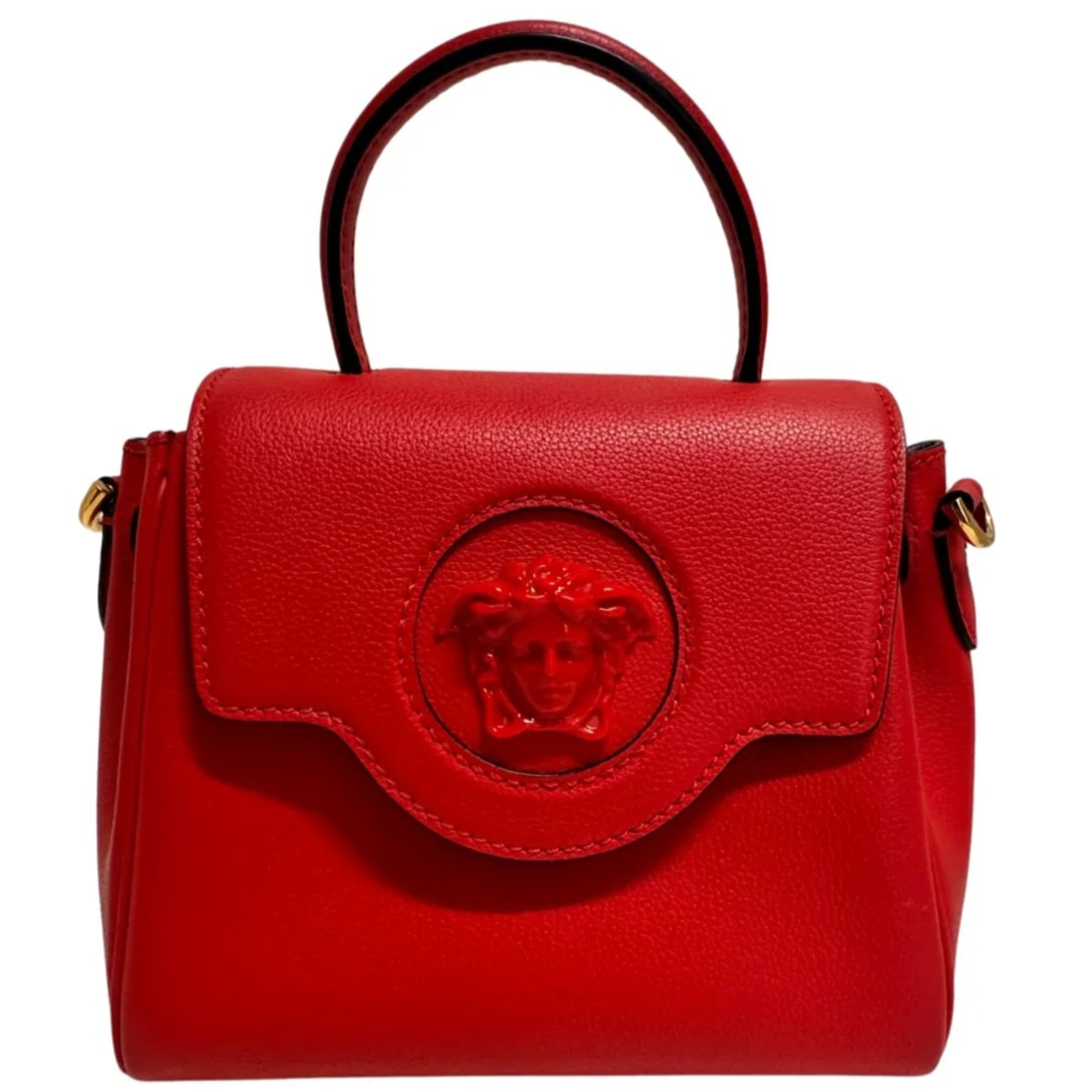 Versace La Medusa Handbag Leather Red - Lost Designer