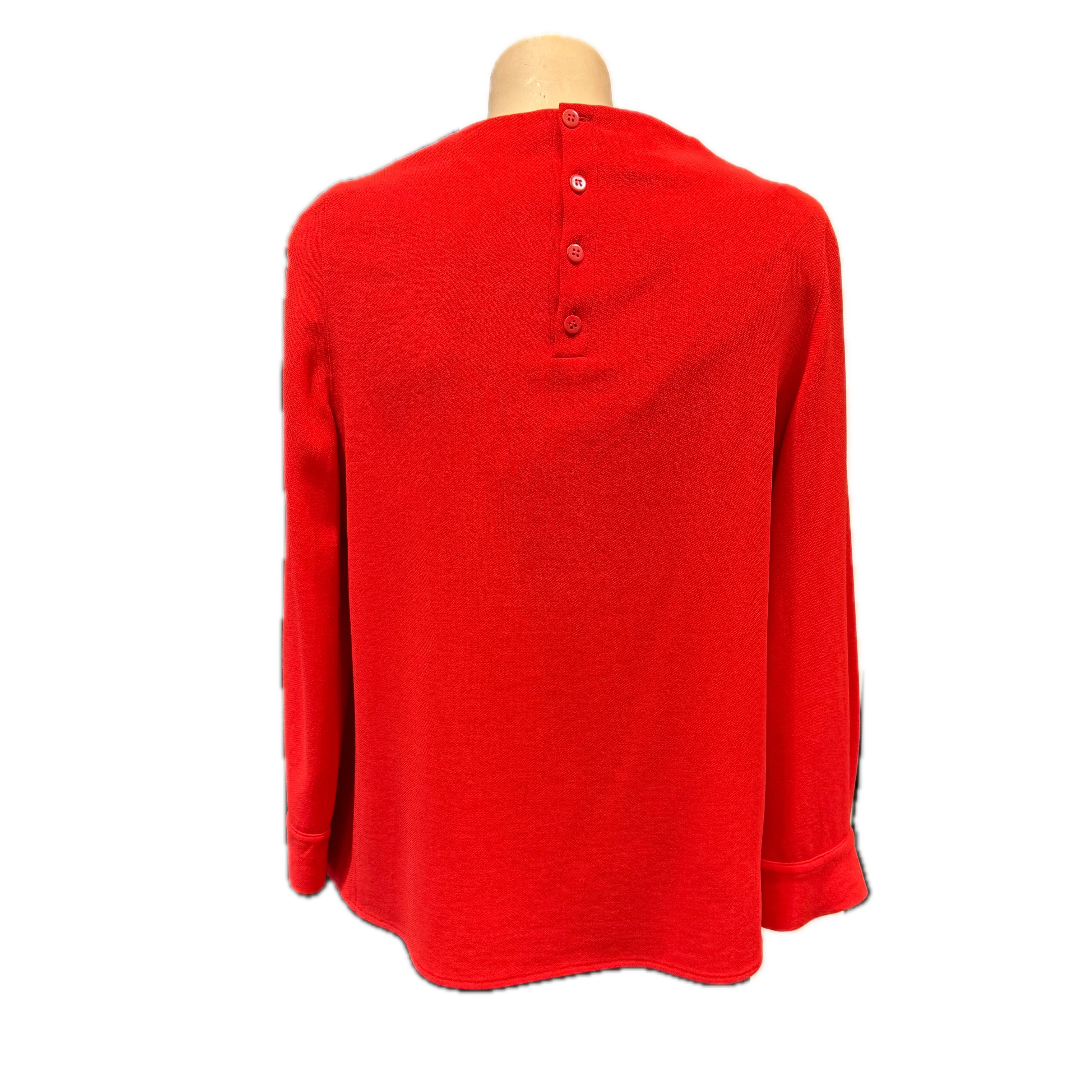 Giorgio Armani Red Long-Sleeve Boat Neck Top Size 40 - Lost Designer
