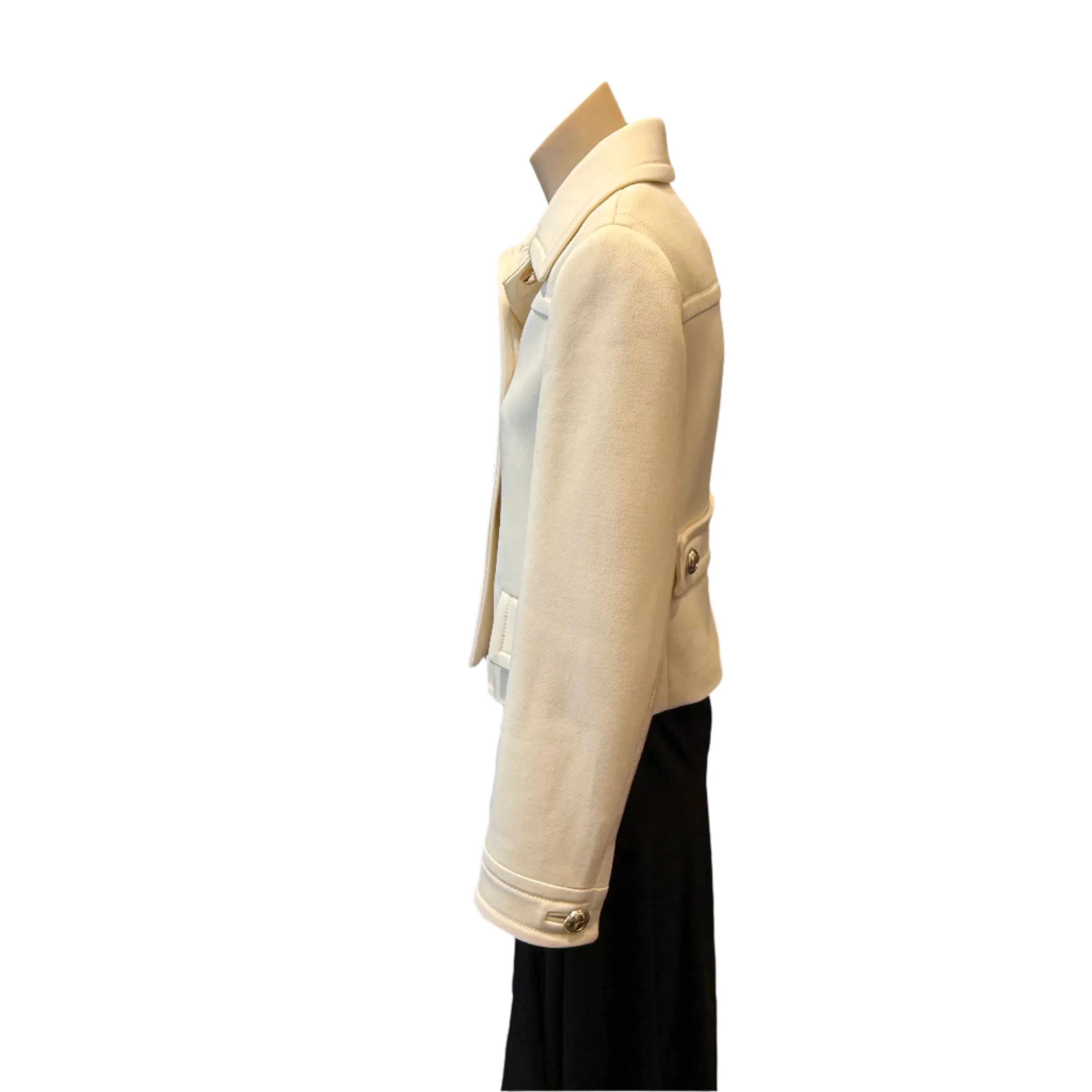 Prada Ivory Cropped Wool Jacket Off White size 40 - Lost Designer