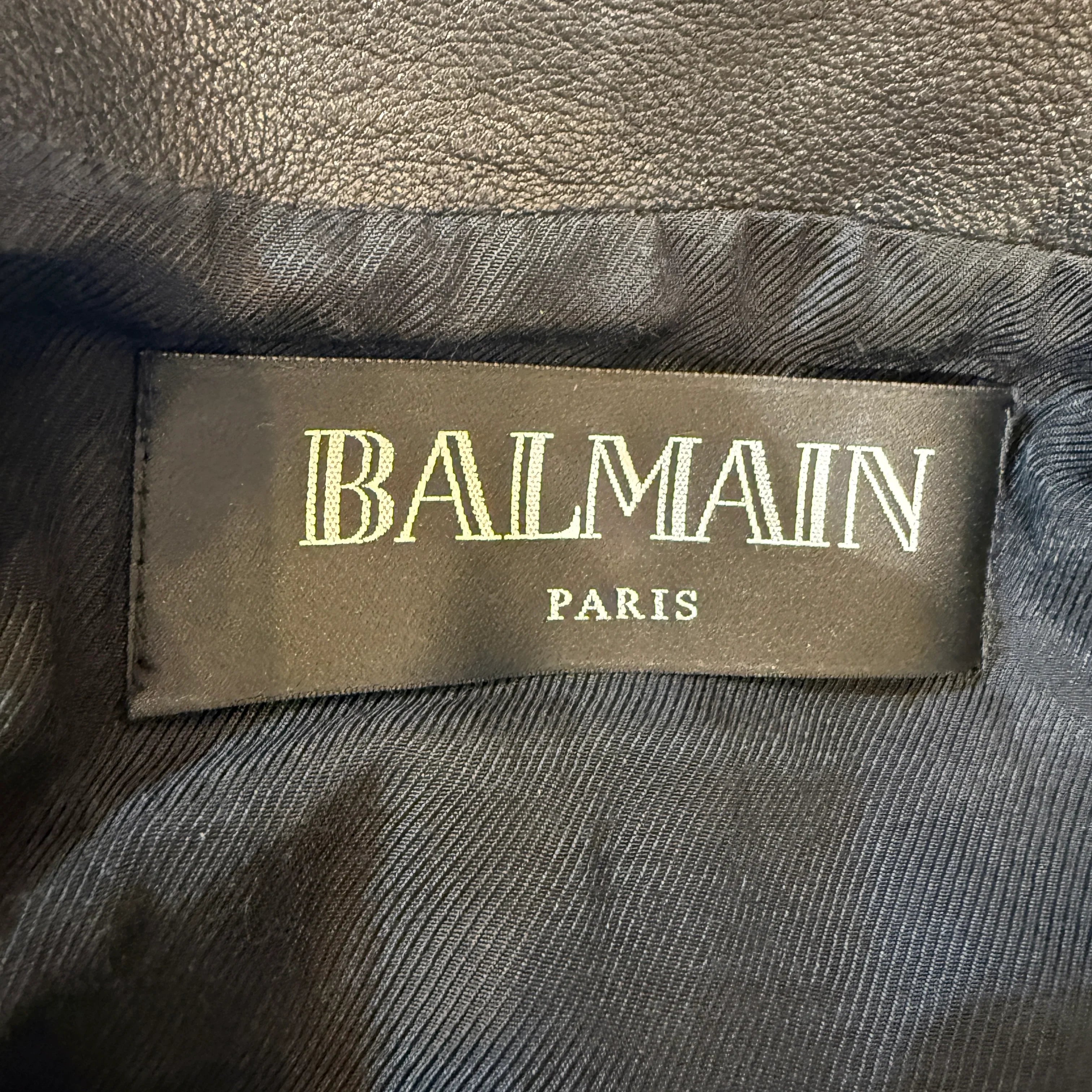 Balmain Leather Fringe Biker Jacket Size 42 - Lost Designer