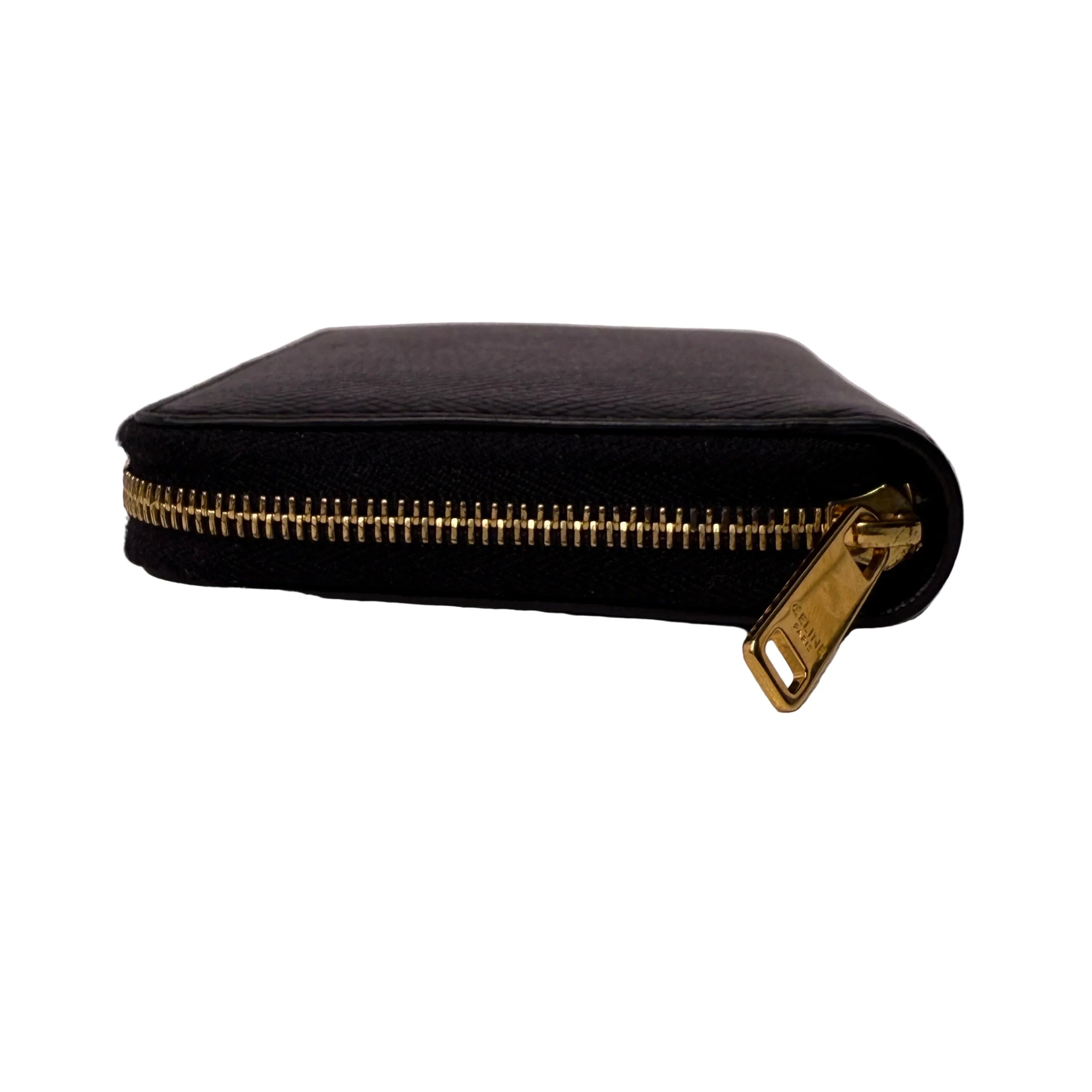 Celine Compact Leather Calfskin Wallet Black - Lost Designer