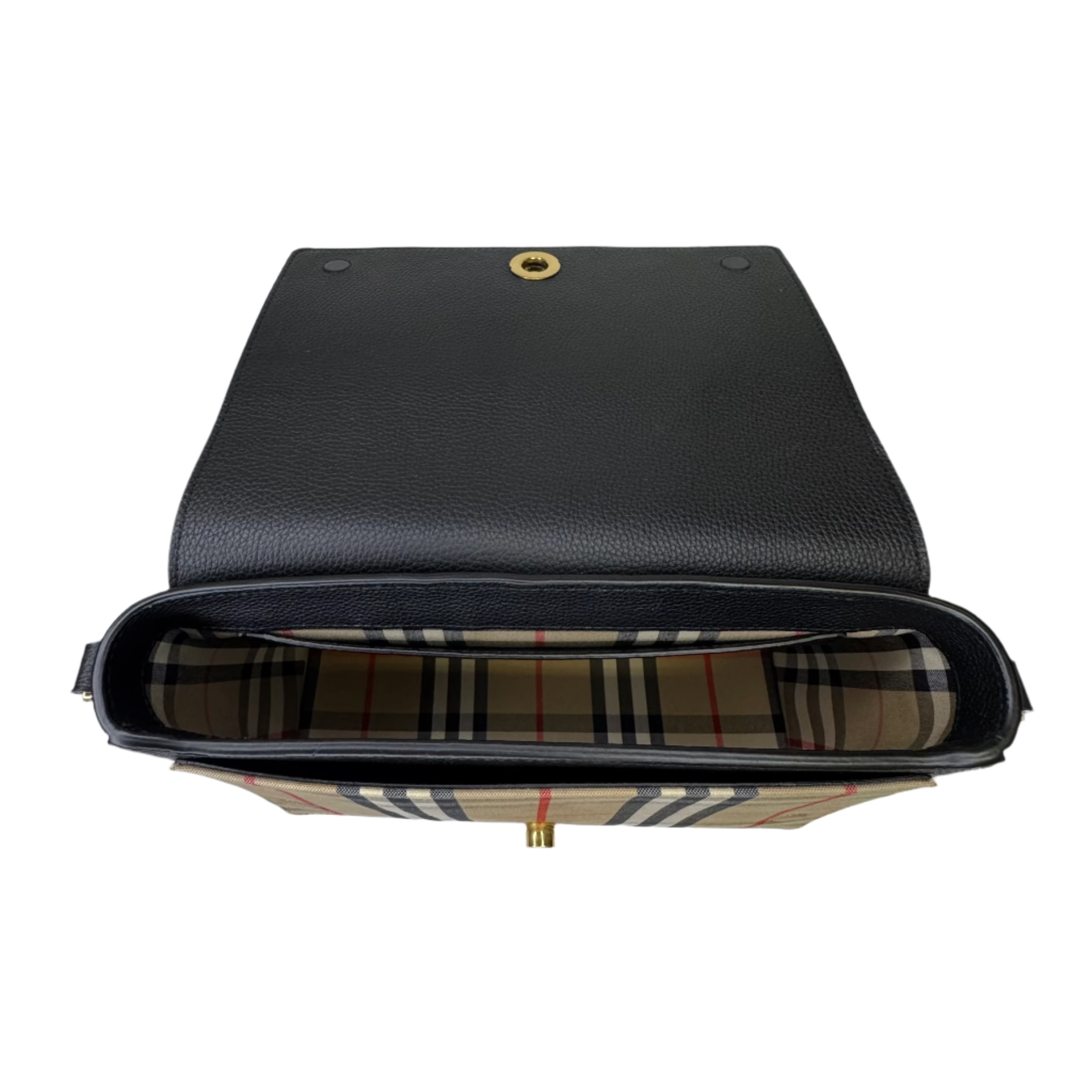 Burberry Grainy Calfskin Check Note Crossbody Bag Black - Lost Designer