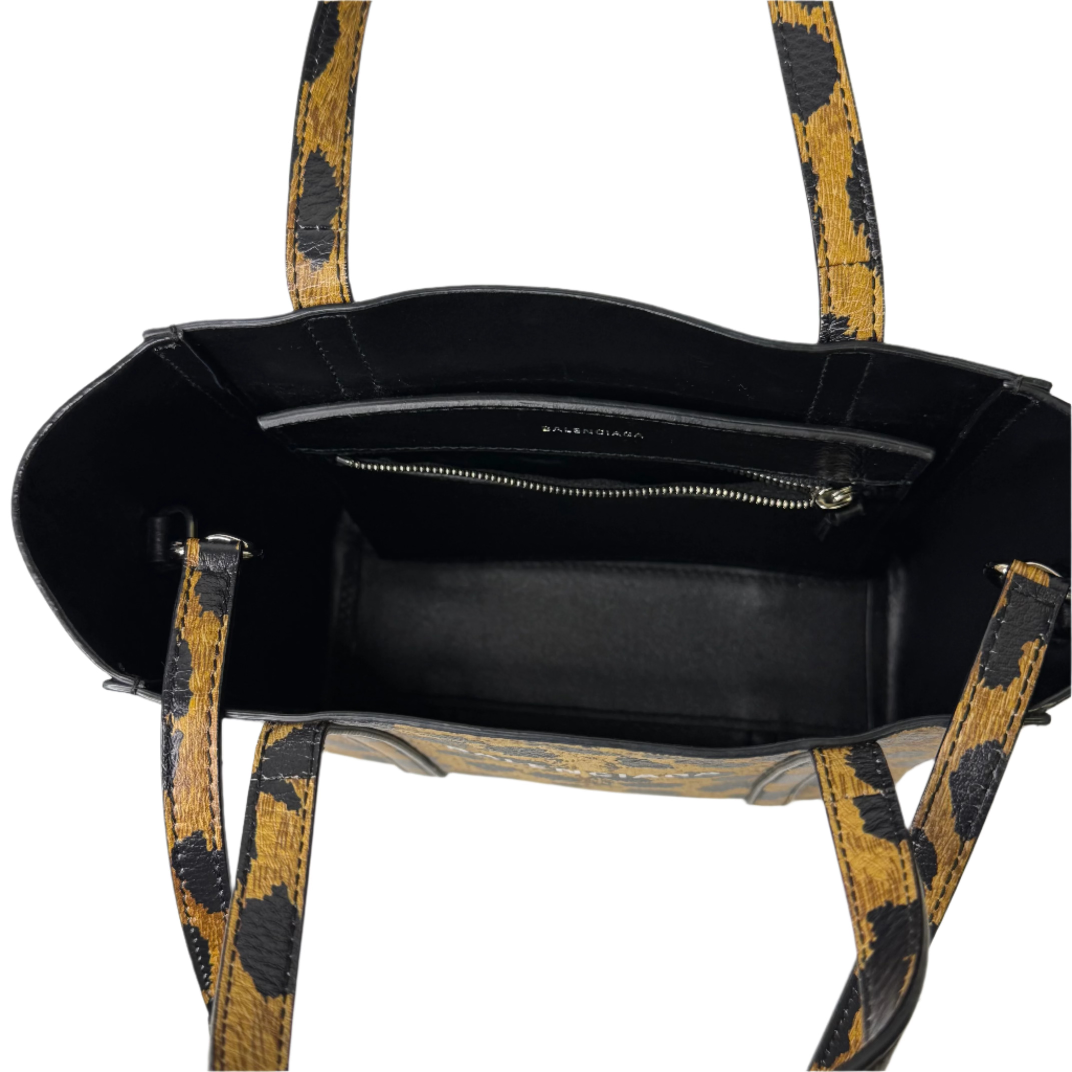 Balenciaga Calfskin Printed Leopard XXS Everyday Tote Bag w Strap - Lost Designer