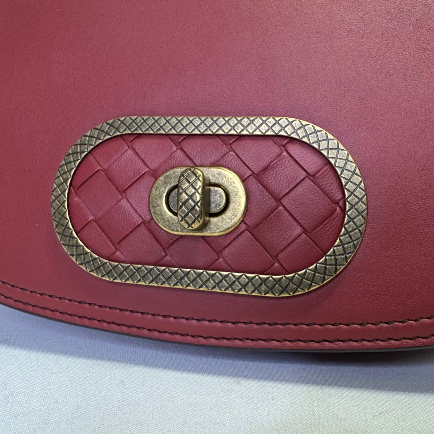 Bottega Veneta Intrecciato Nappa BV Luna Crossbody Bag Burgundy - Lost Designer