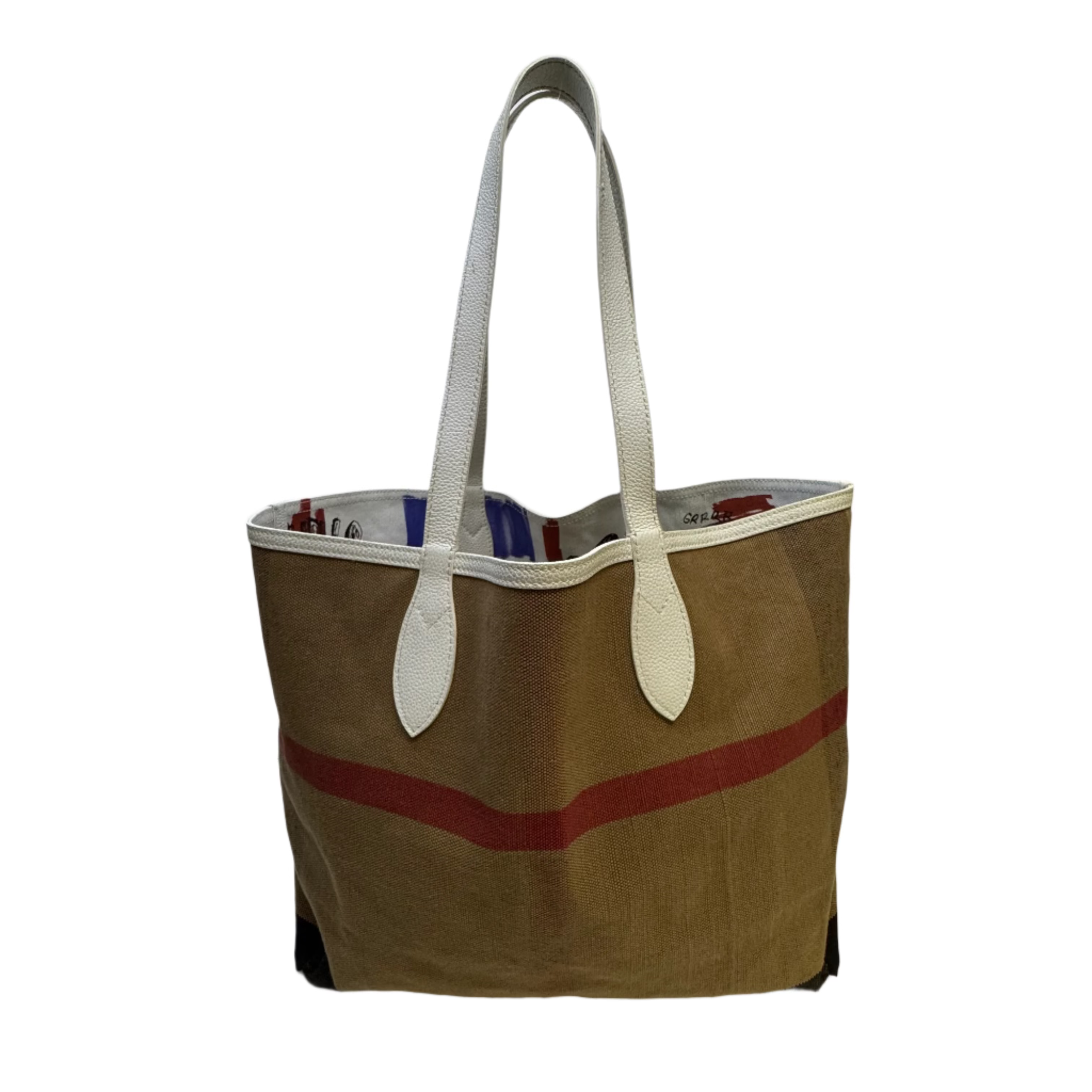 Burberry Canvas House Check Union Jack Sketchbook Reversible Doodle Tote - Lost Designer