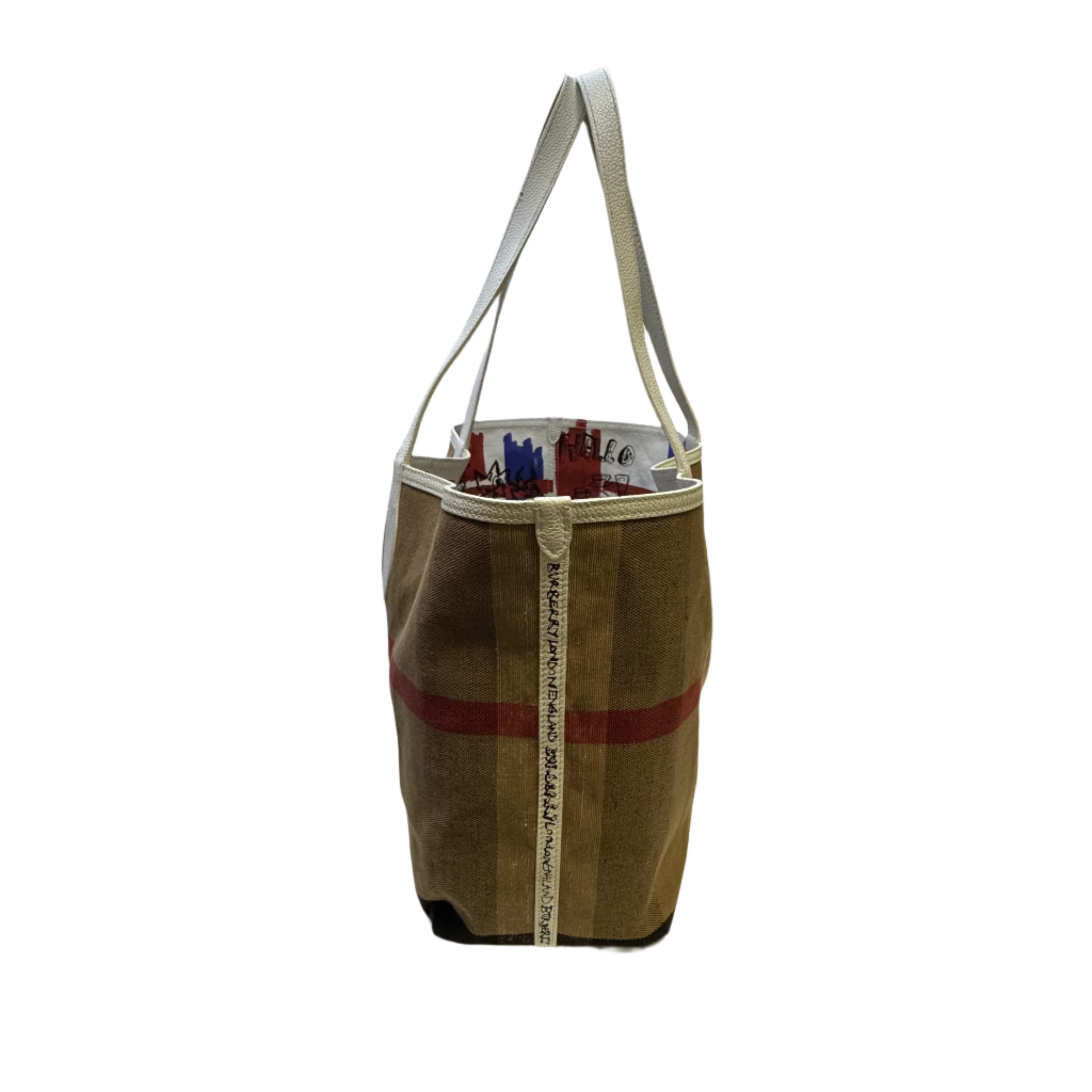 Burberry Canvas House Check Union Jack Sketchbook Reversible Doodle Tote - Lost Designer
