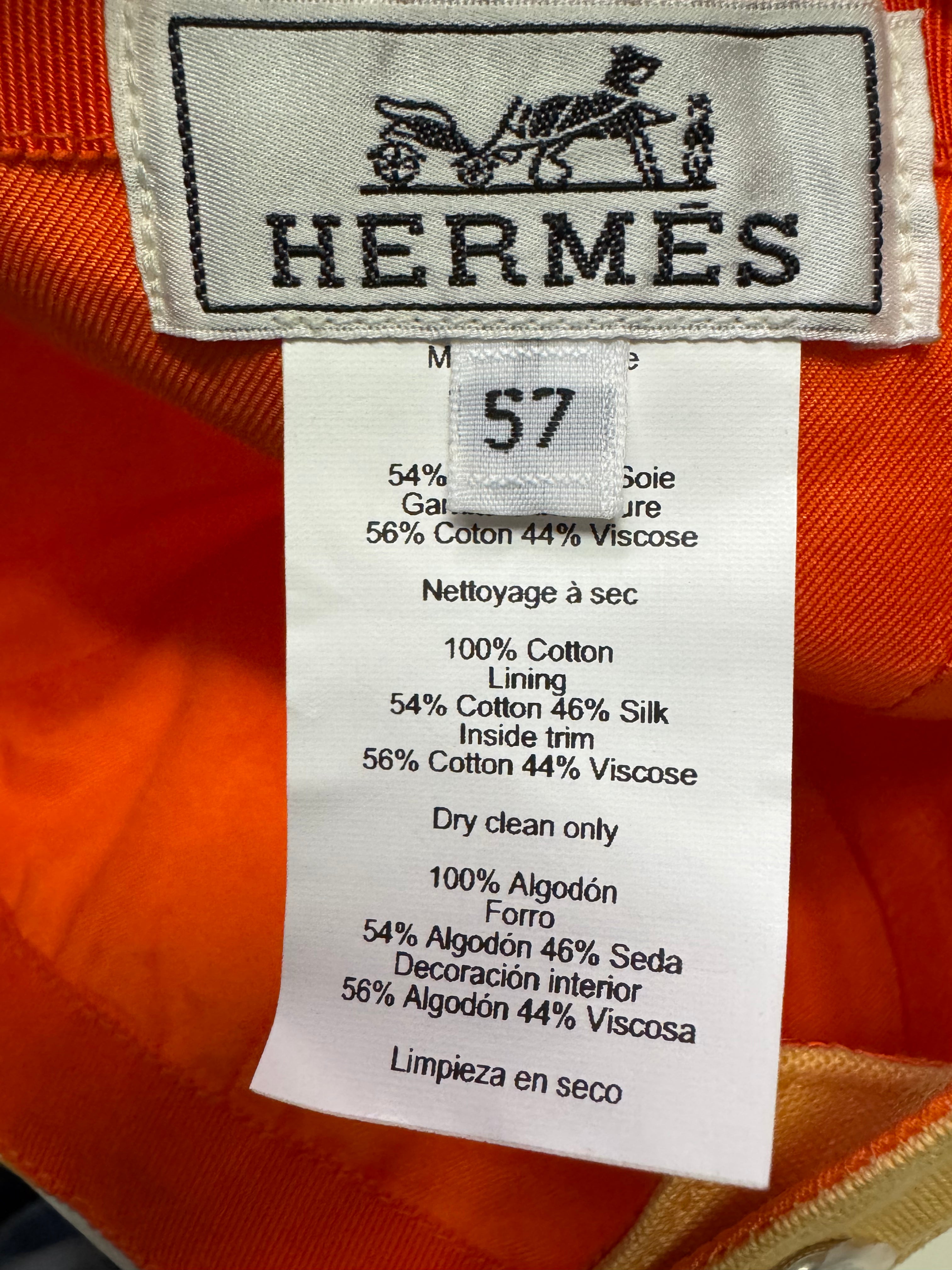 Hermes Cotton Davis Sunshine Baseball Cap Hat 57 - Lost Designer