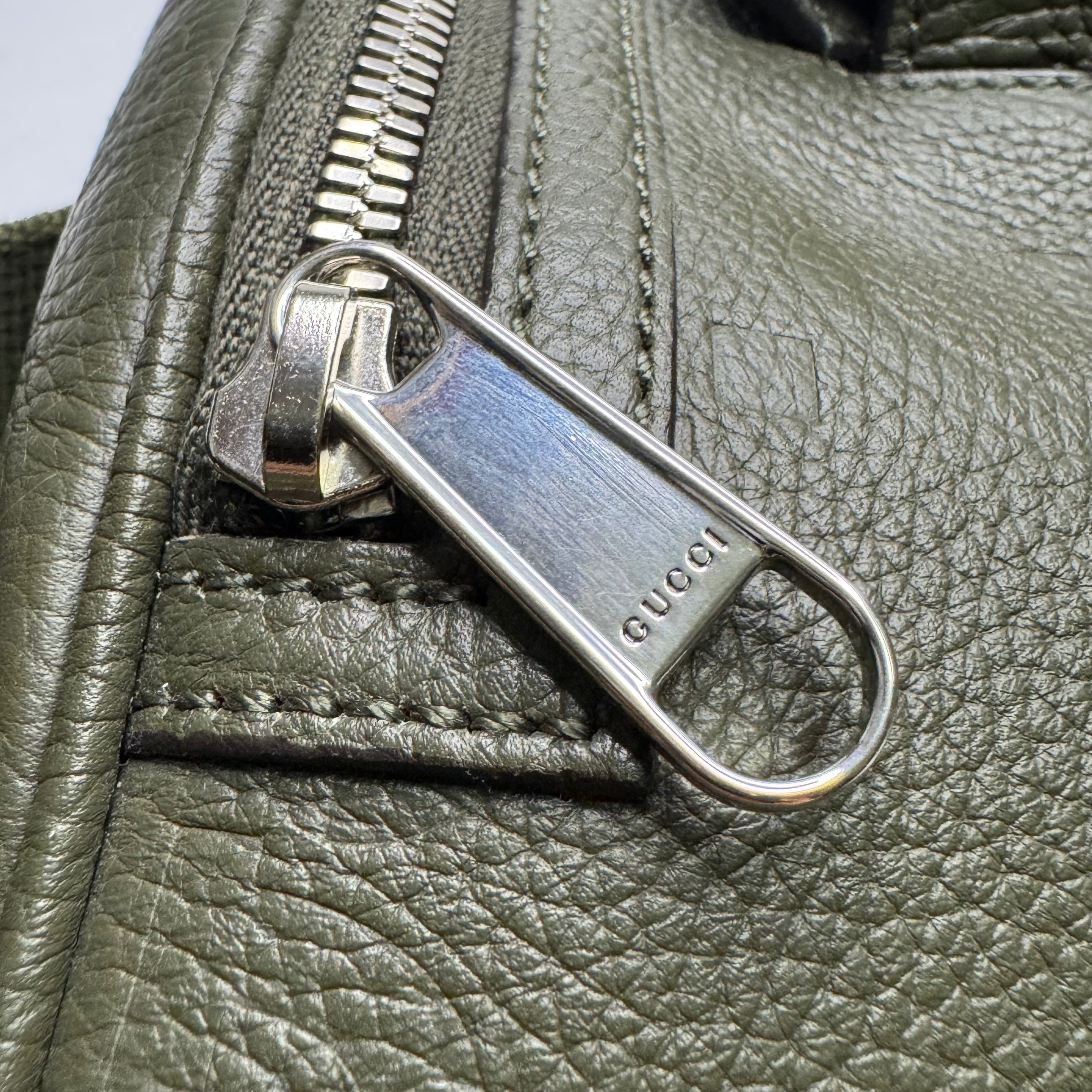 Gucci Jumbo GG Belt Bag Leather Olive Green - Lost Designer