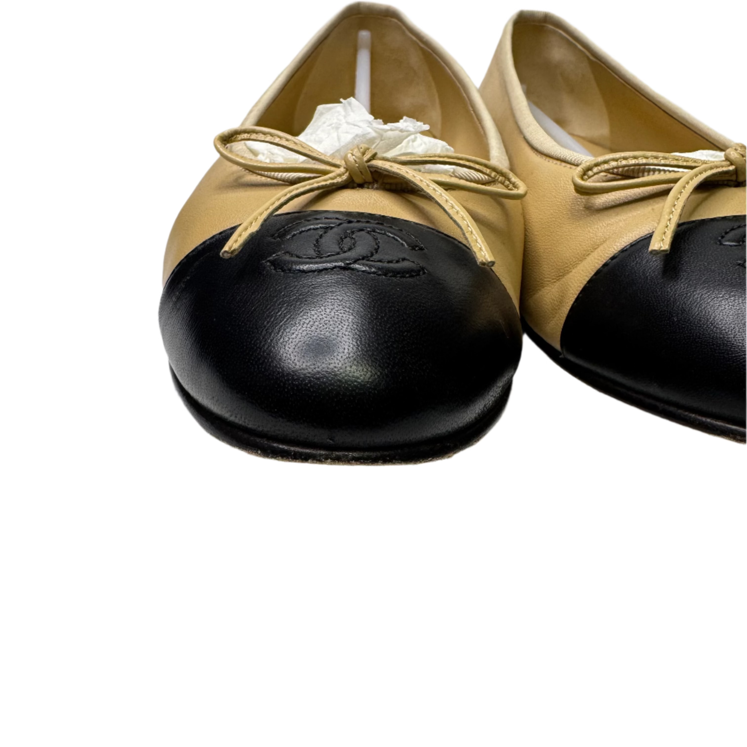 Chanel Lambskin Leather CC Logo Ballerina Ballet Flats 39 - Lost Designer