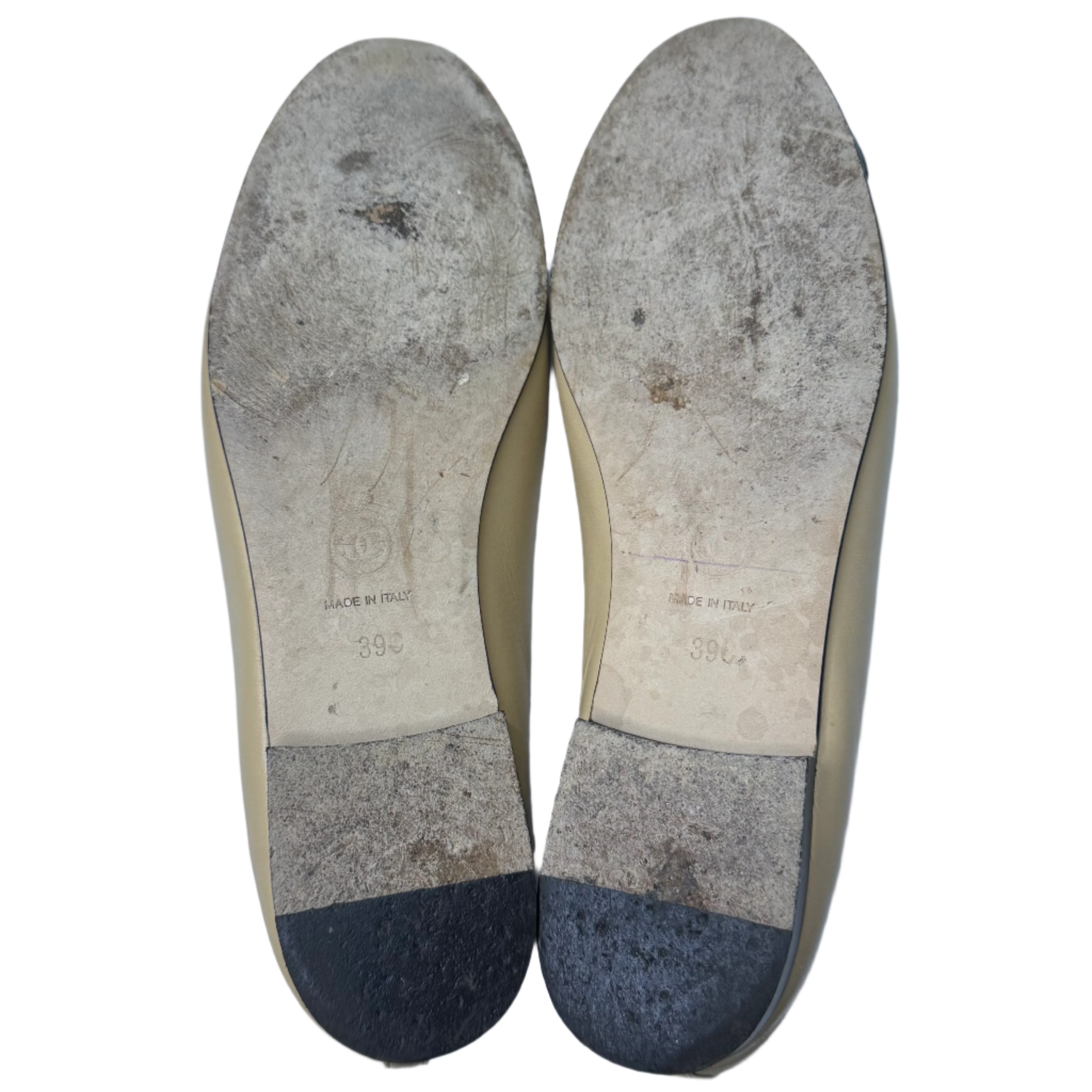 Chanel Lambskin Leather CC Logo Ballerina Ballet Flats 39 - Lost Designer