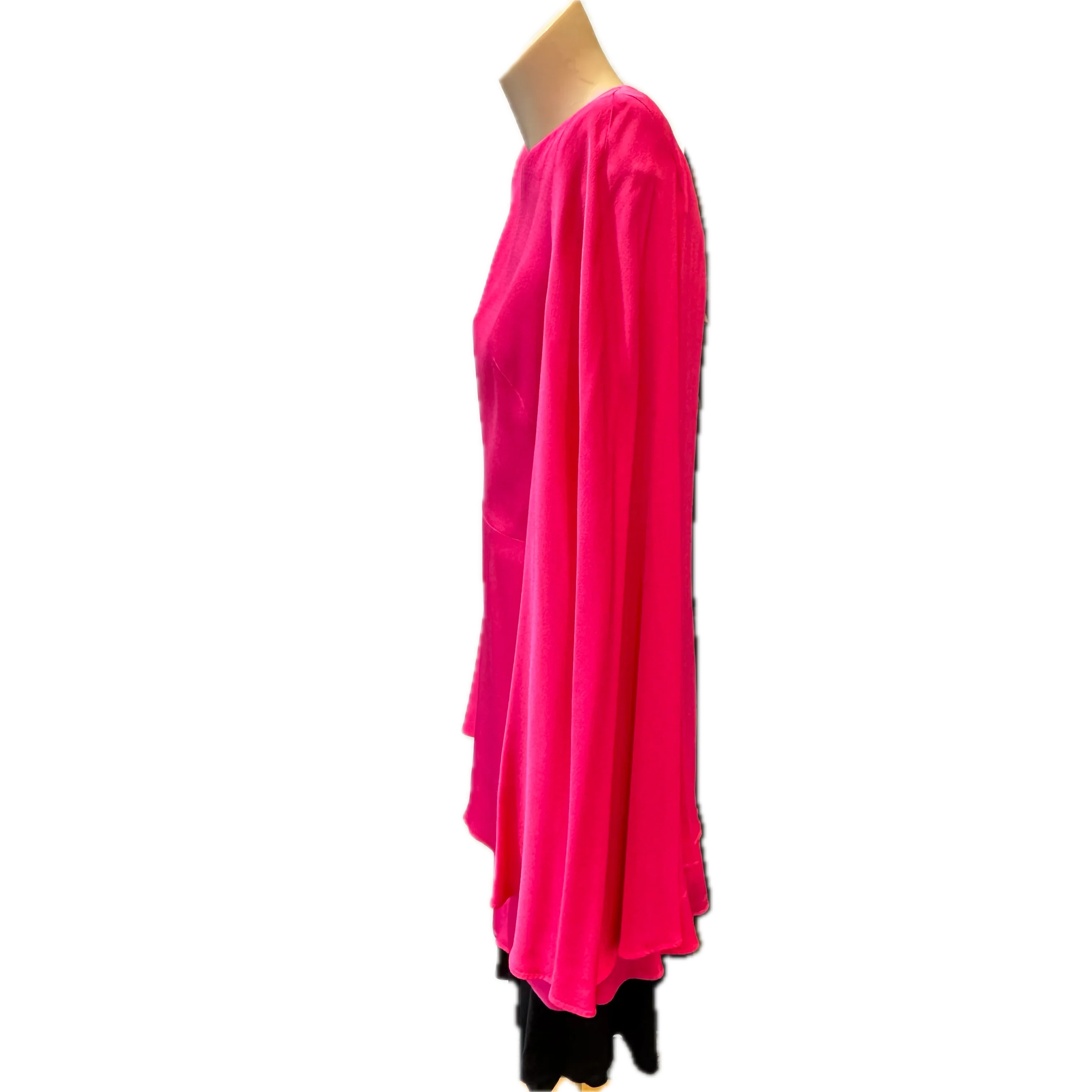 Alexander McQueen Fuschia Cape Back Volume Sleeve Dress Pink 42 - Lost Designer