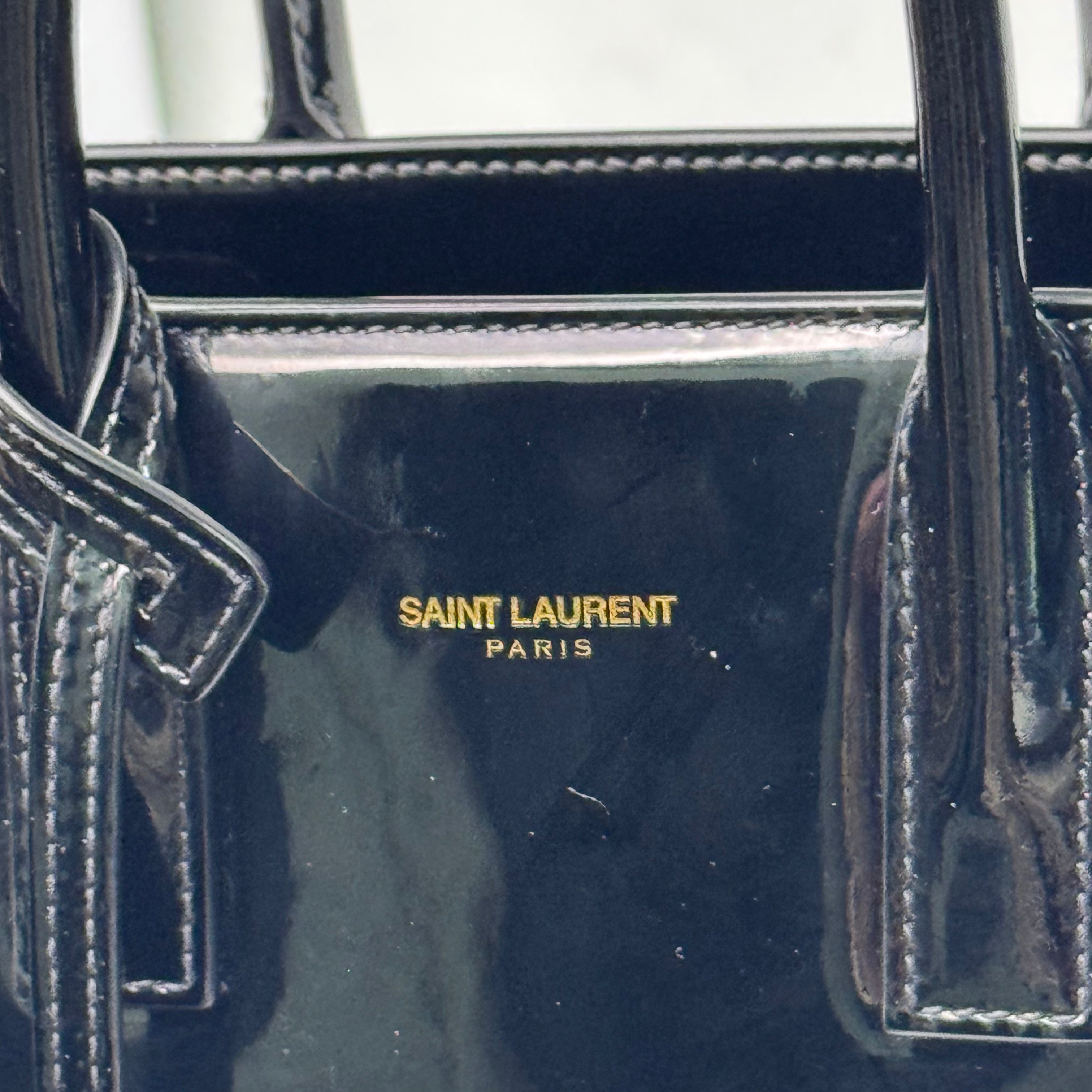 Saint Laurent Sac De Jour Handbag Patent Leather Black - Lost Designer