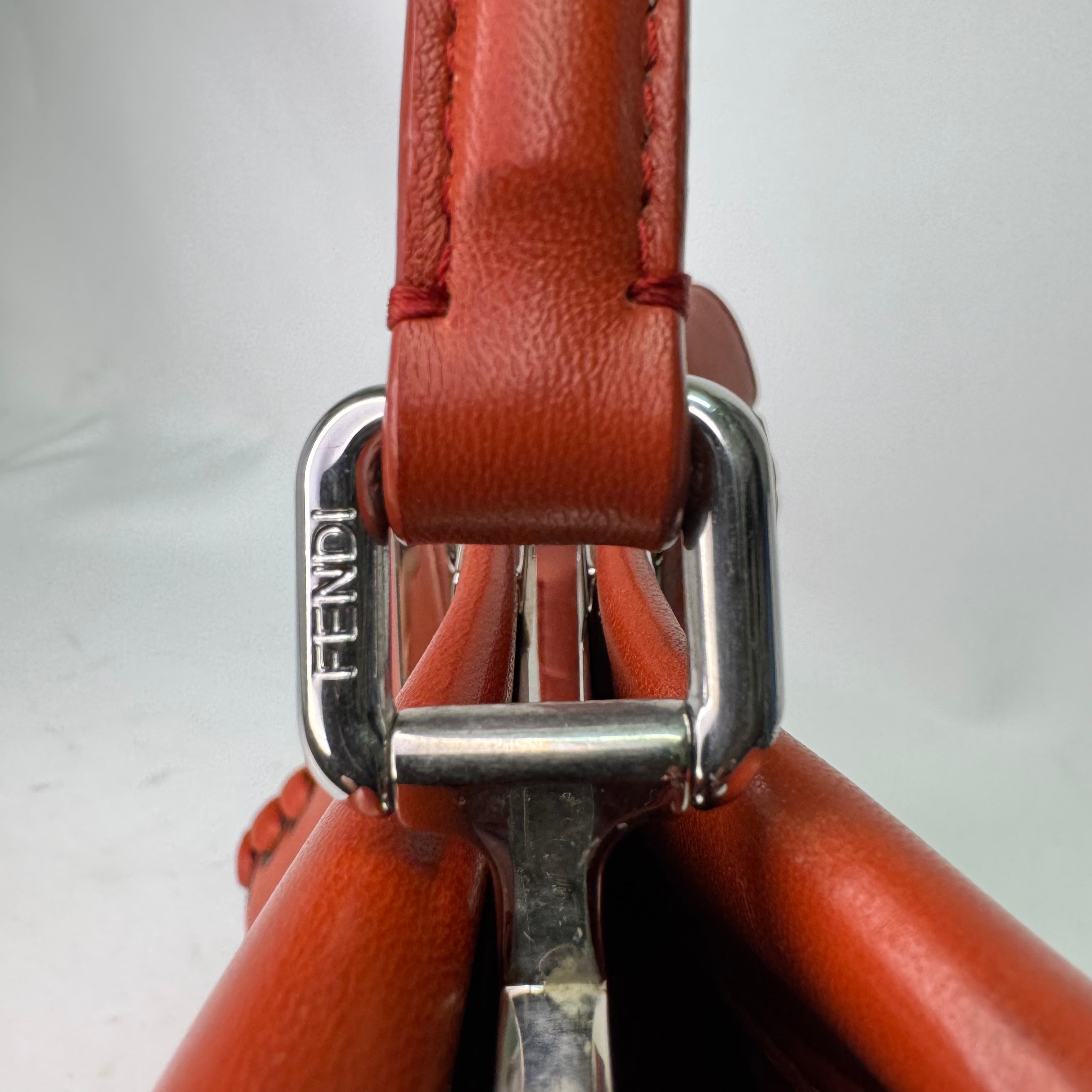 Fendi Mini Whipstitch Peekaboo Bag Leather Red - Lost Designer