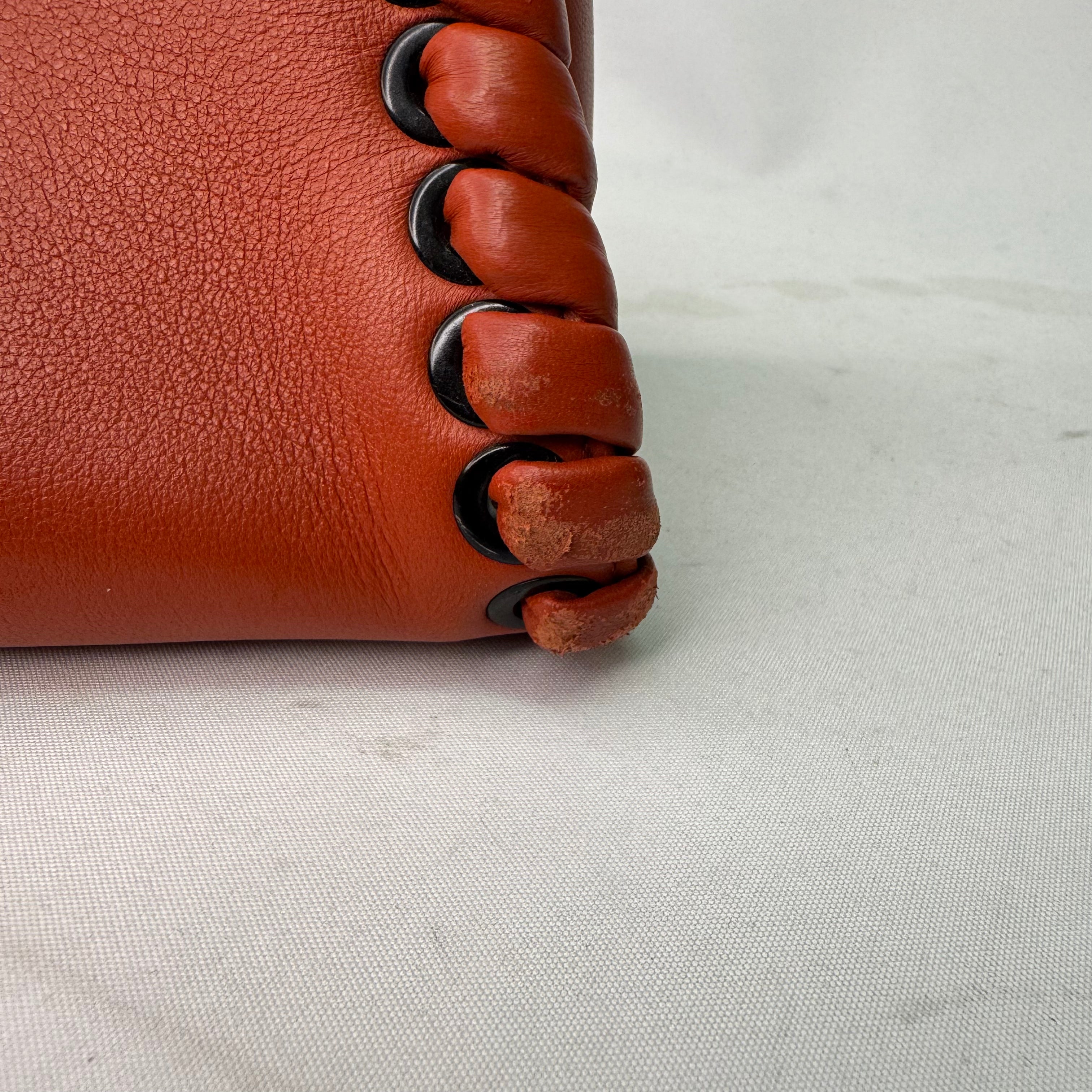 Fendi Mini Whipstitch Peekaboo Bag Leather Red - Lost Designer