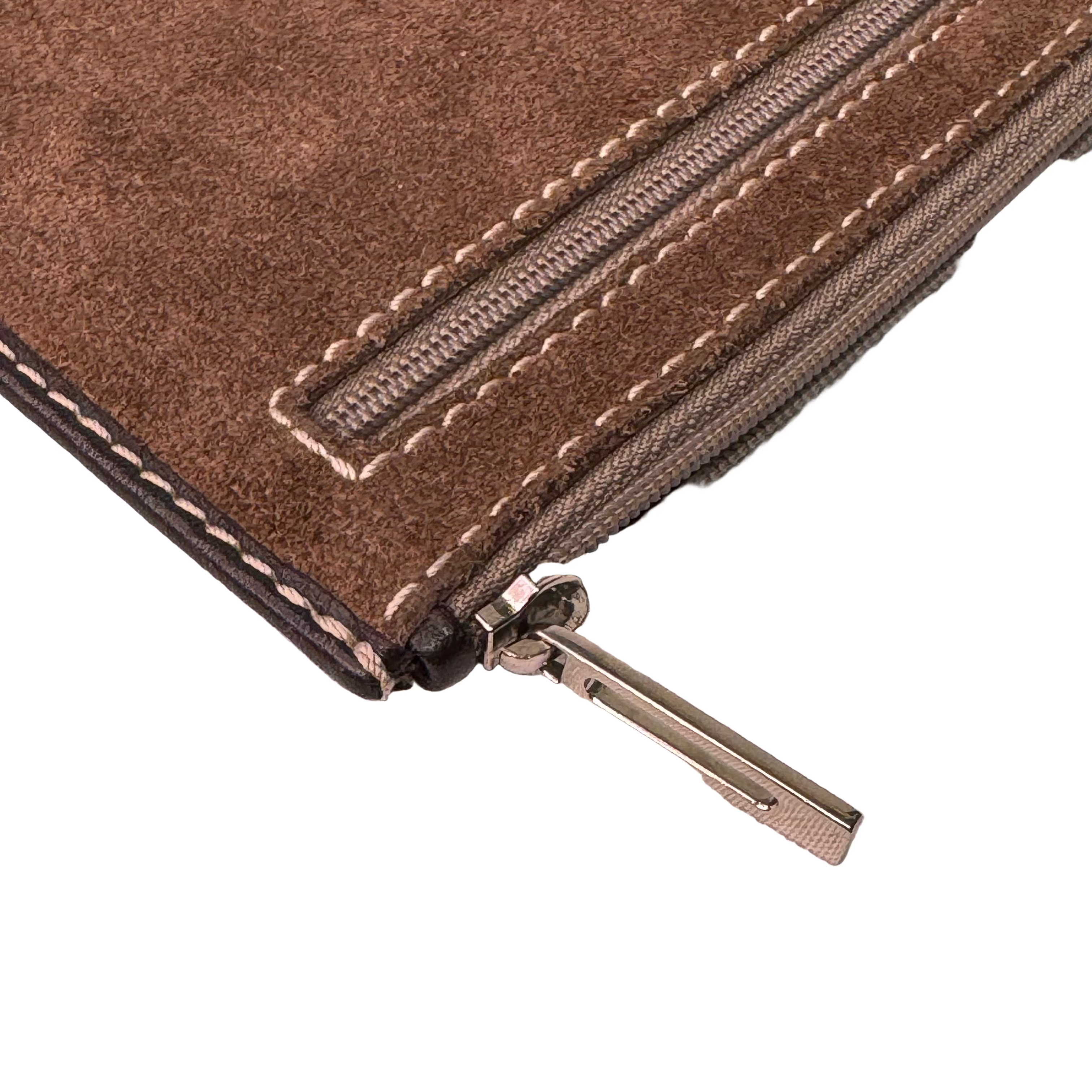 Loewe Wallet Pouch Suede Leather Brown - Lost Designer