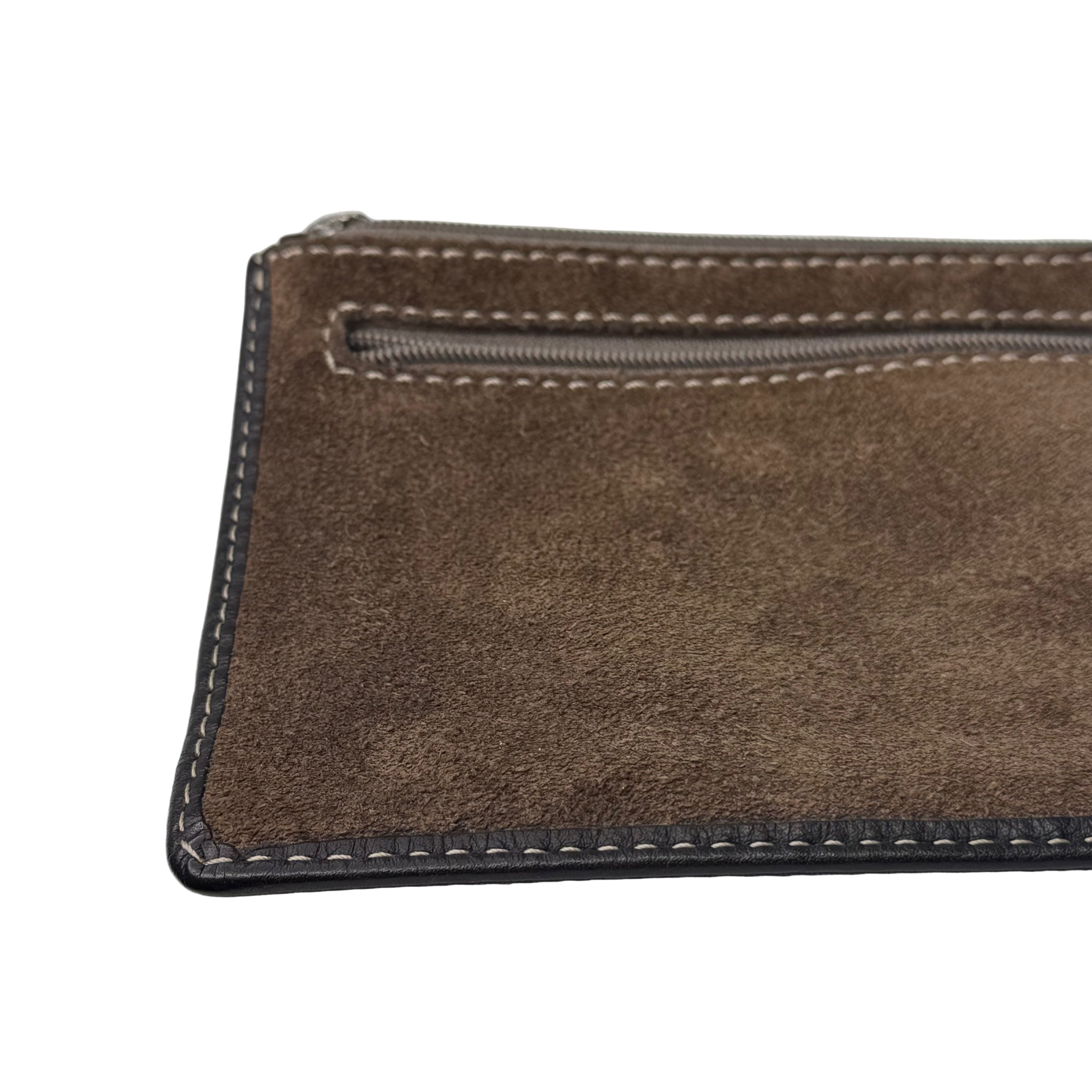 Loewe Wallet Pouch Suede Leather Brown - Lost Designer
