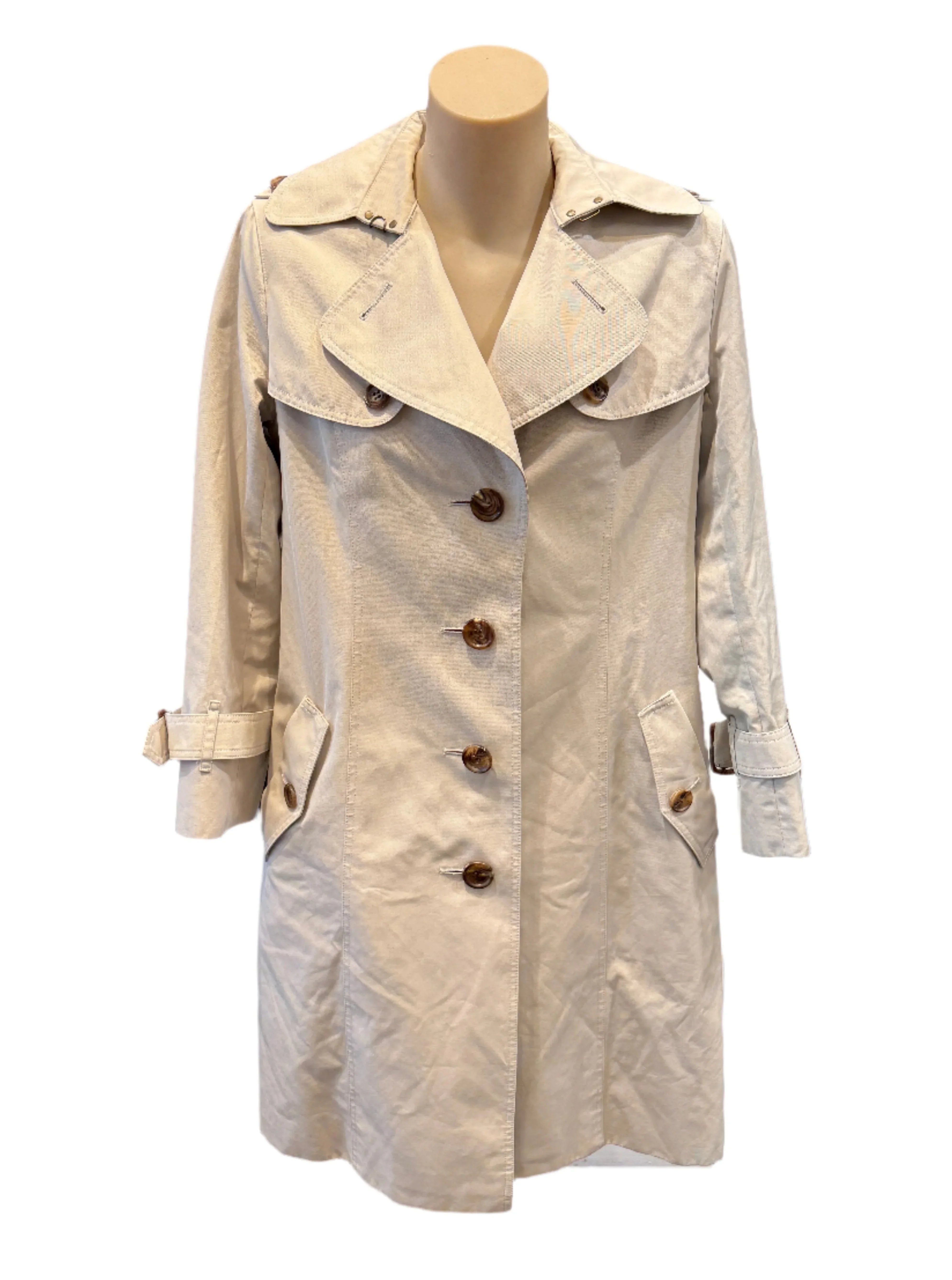 Burberry Coat Cotton Beige Check 40 - Lost Designer