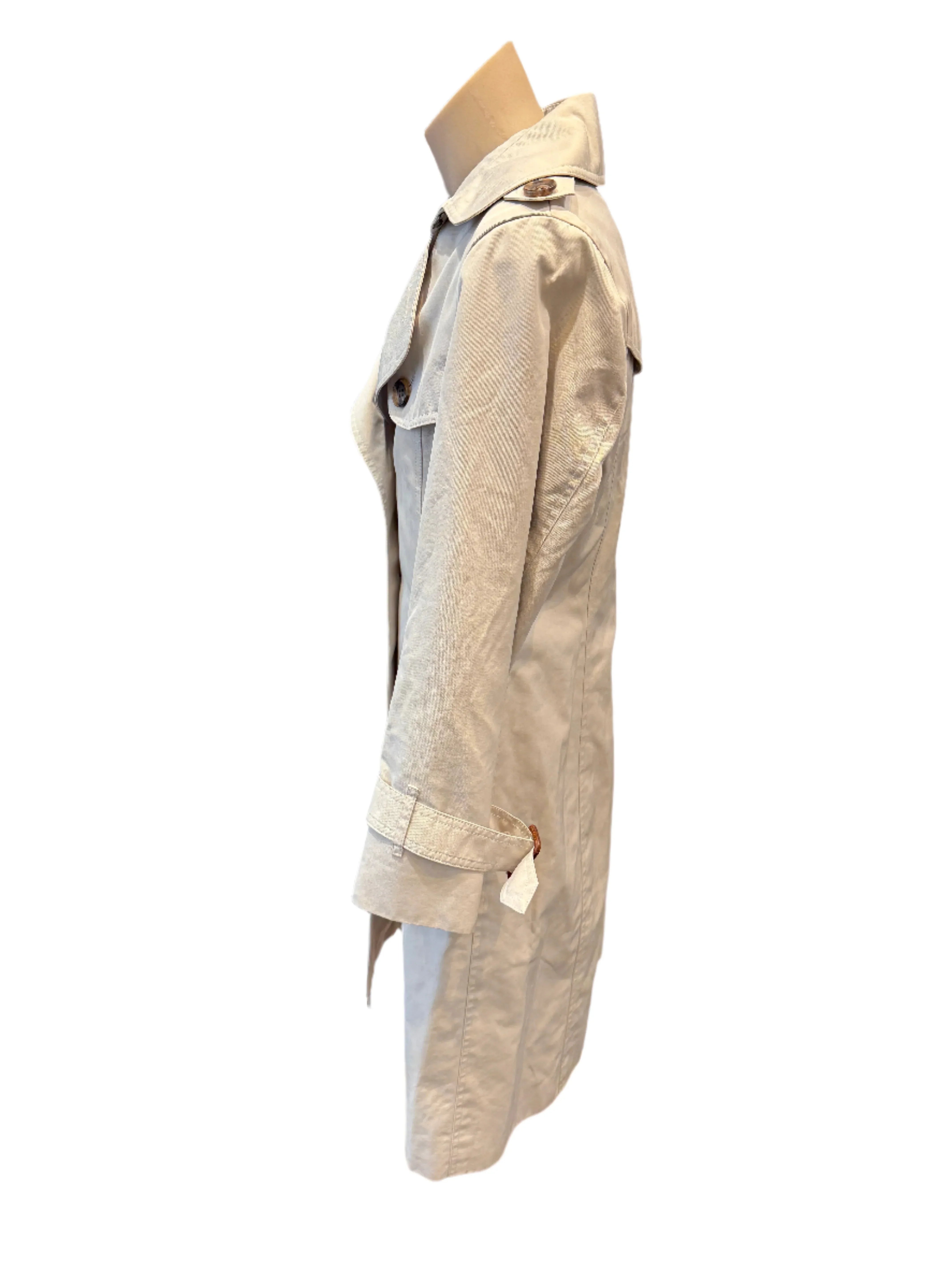Burberry Coat Cotton Beige Check 40 - Lost Designer