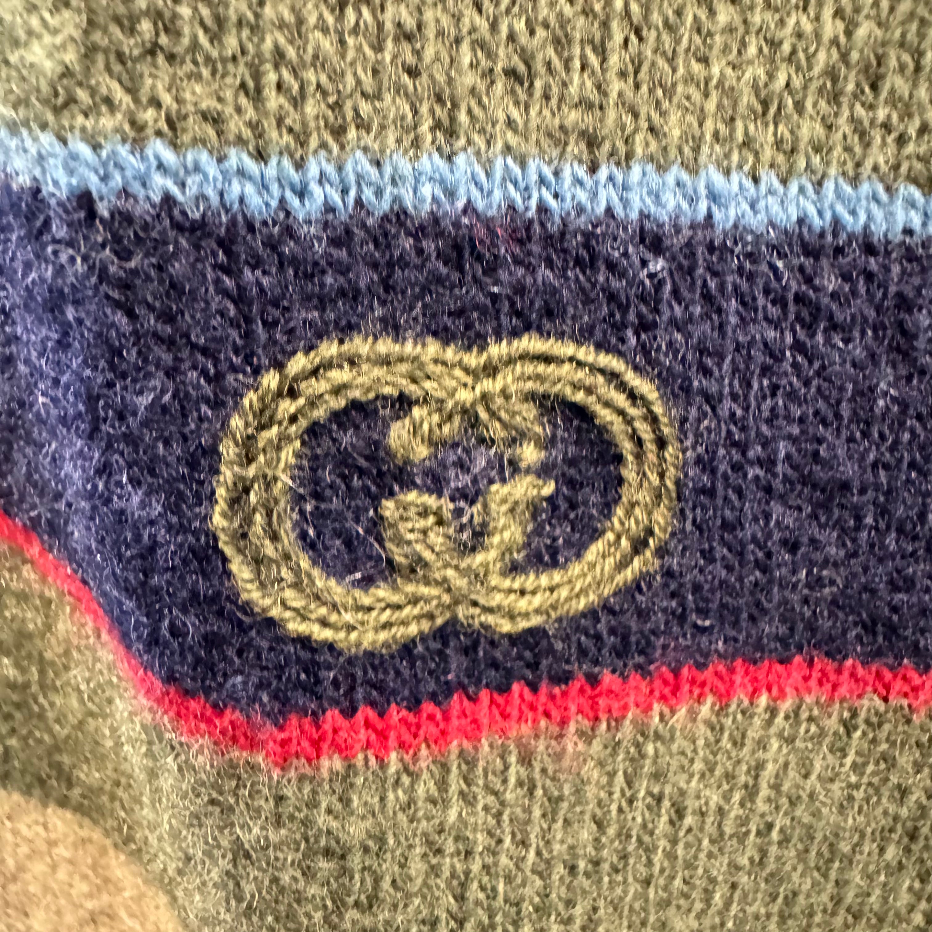Gucci Henley Sweater Shirt Lambs Wool Khaki Medium - Lost Designer