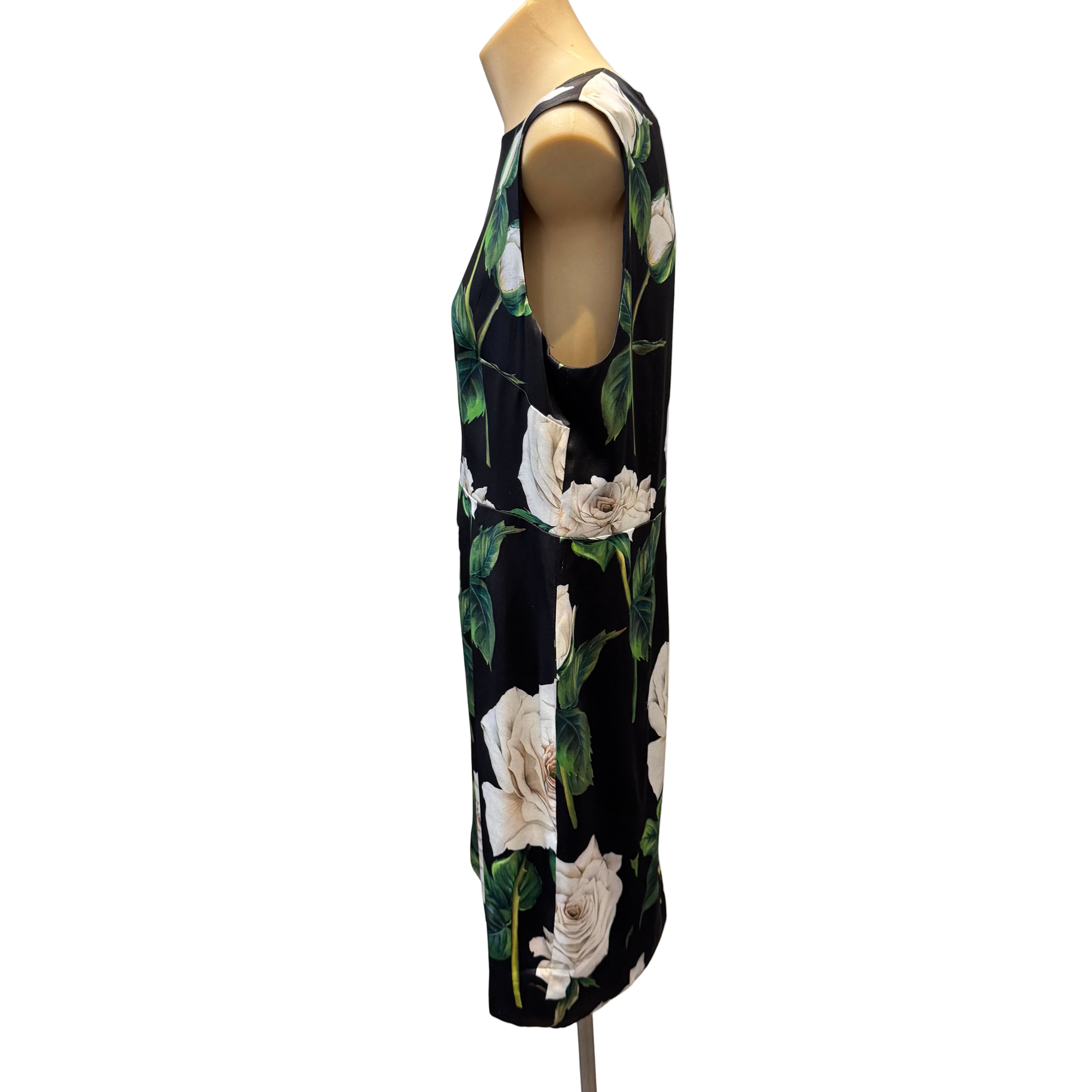 Dolce & Gabbana Sleeveless Dress Silk Rose Print 46 - Lost Designer
