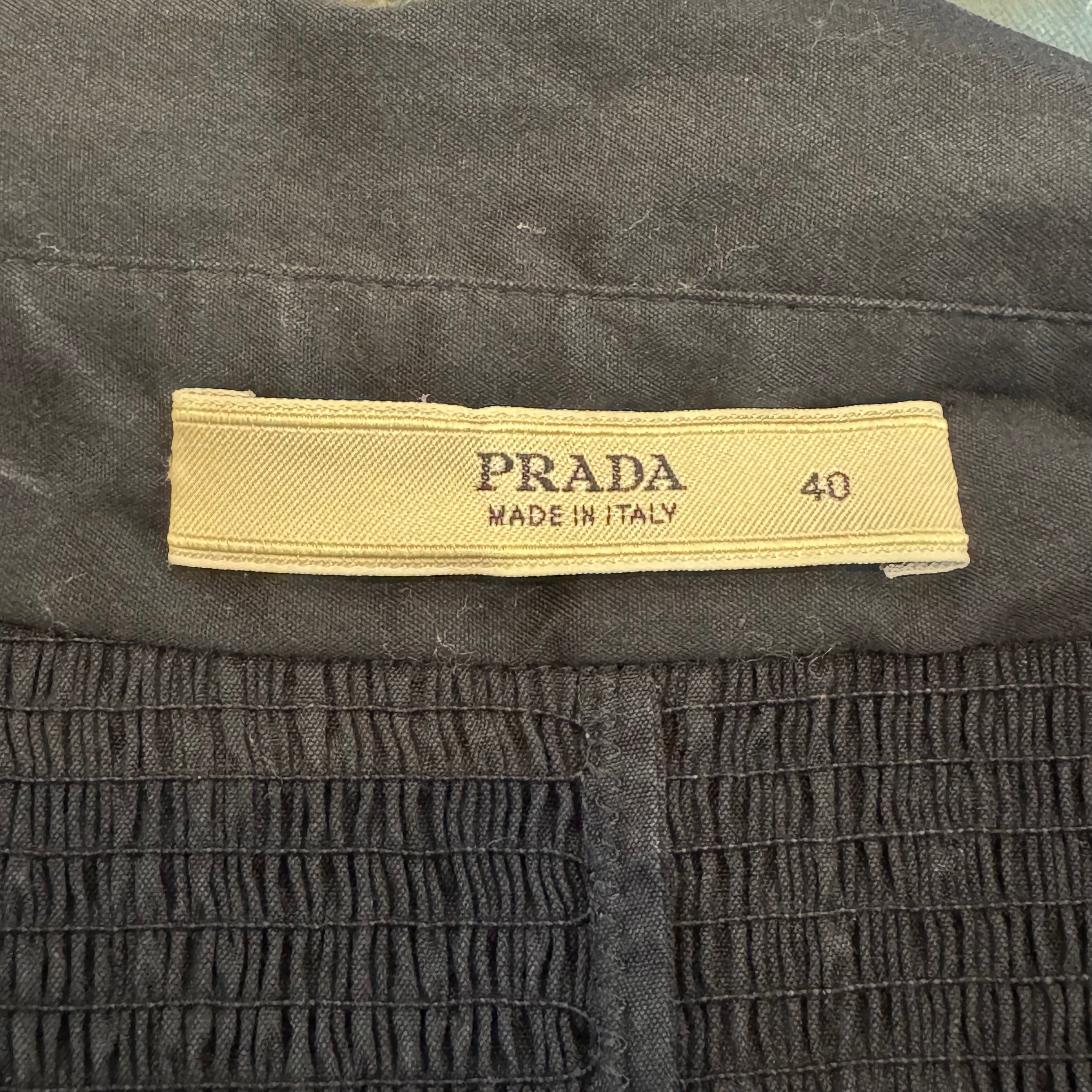 Prada Button Up Dress Navy 40 - Lost Designer