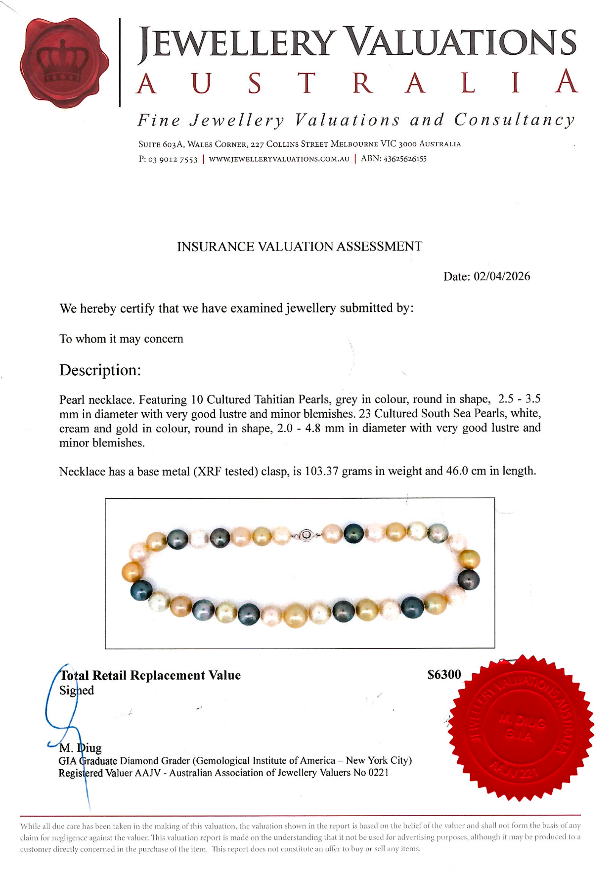 Cultured Tahitian & South Sea Pearl Necklace With Multi-Coloured Pearls