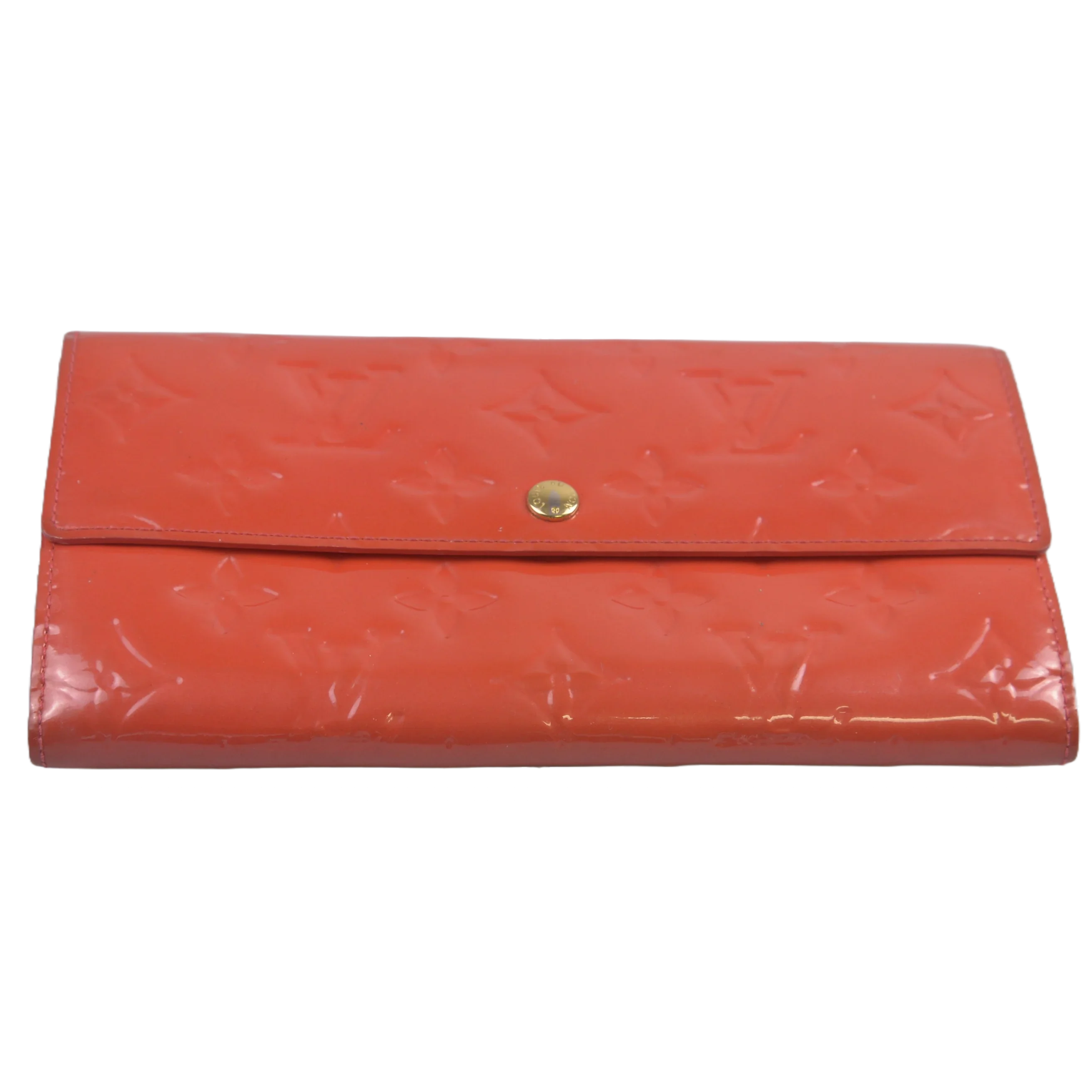 Louis Vuitton Vernis Monogram Sarah Long Wallet Red - Lost Designer