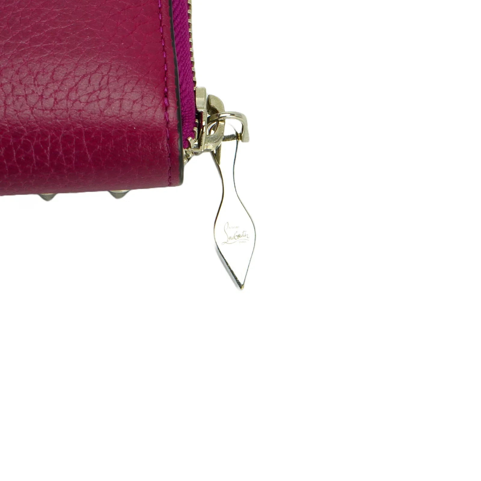Christian Louboutin Studded Small Zipper Wallet Fuchsia - Lost Designer