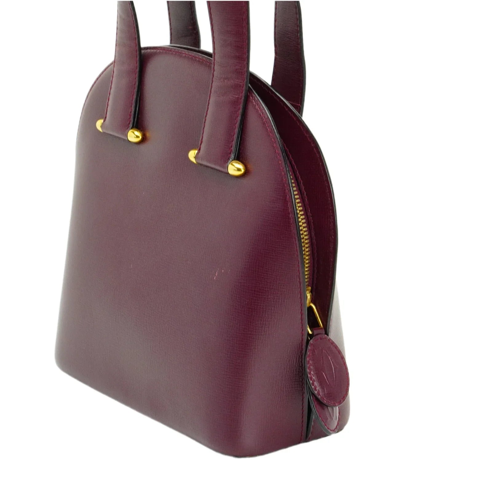 Cartier Leather Rounder Handbag Burgundy - Lost Designer