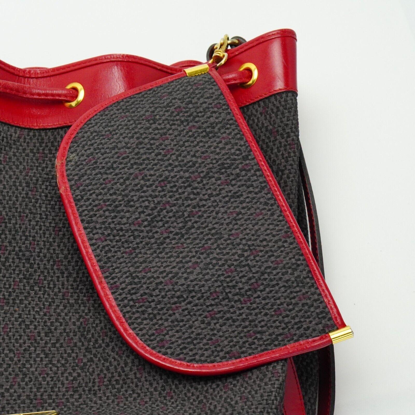 Saint Laurent Noe Canvas Bucket Drawstring Bag Red - Lost Designer