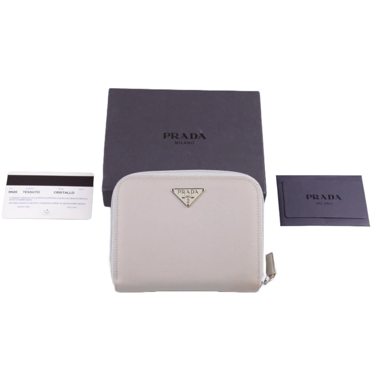 Prada Tessuto Nylon Zip Fold Wallet Grey - Lost Designer