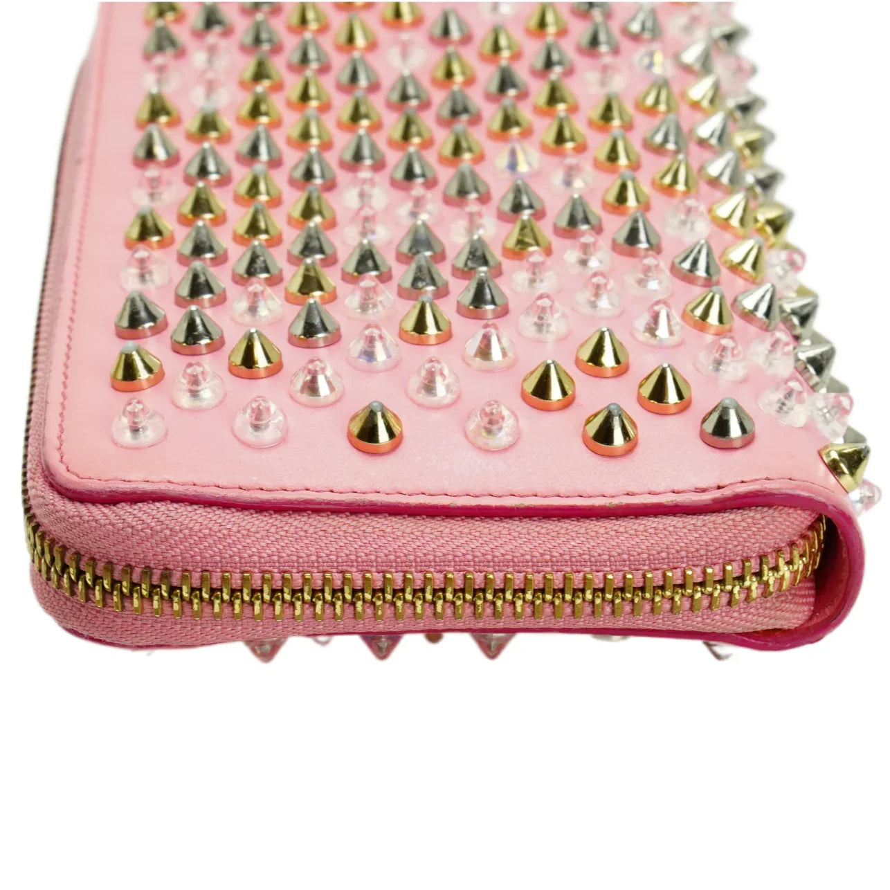 Christian Louboutin Panettone Spike Long Wallet Pink - Lost Designer
