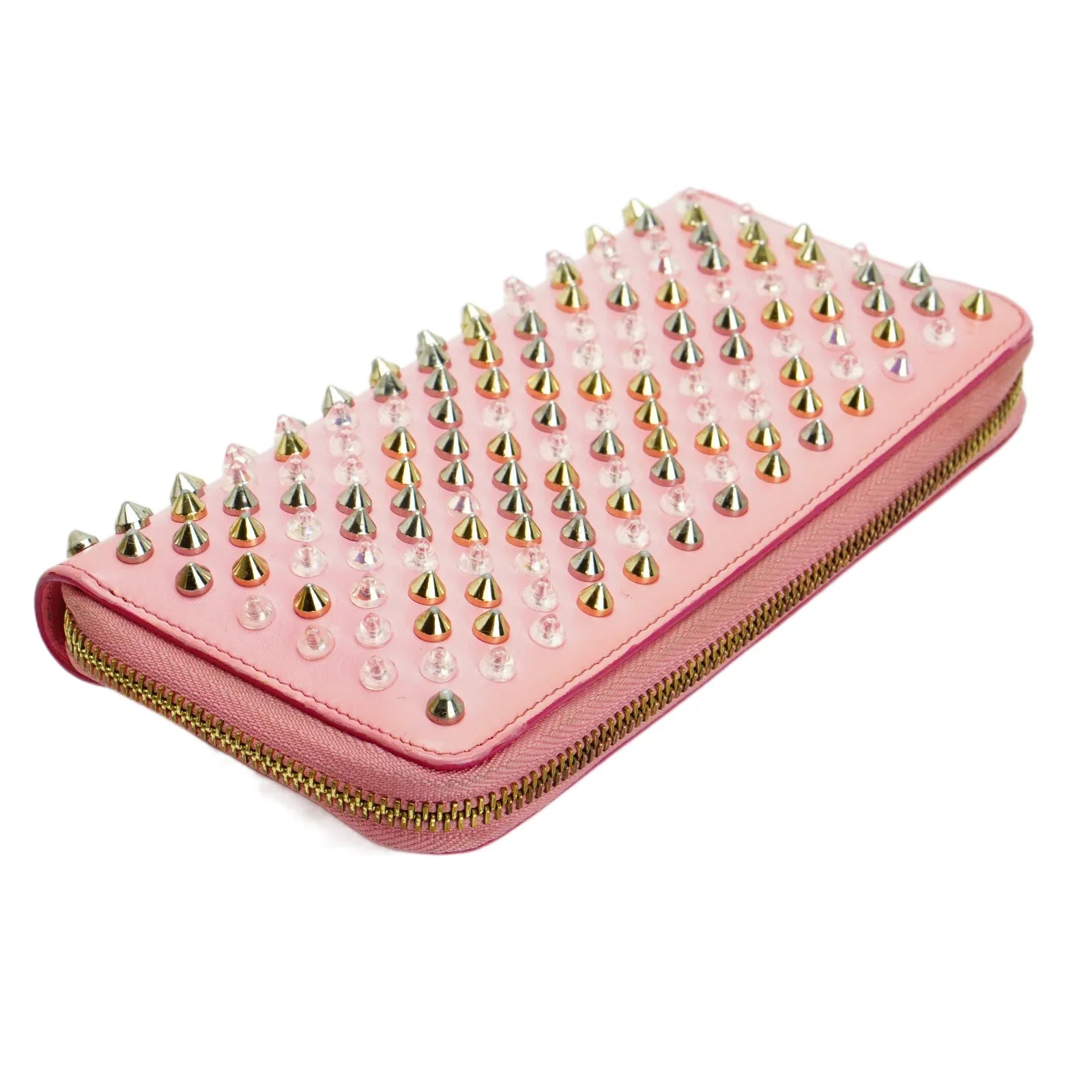 Christian Louboutin Panettone Spike Long Wallet Pink - Lost Designer