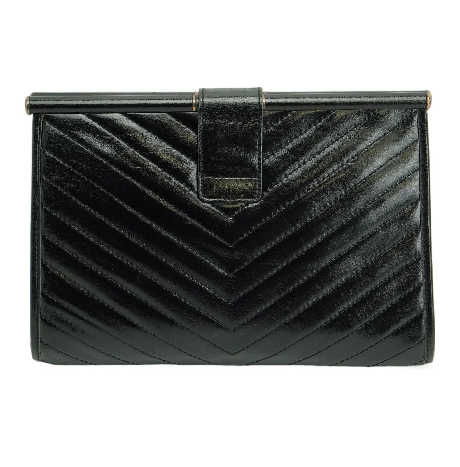 Saint Laurent Quilted Leather Clutch Bag Black - Lost Designer