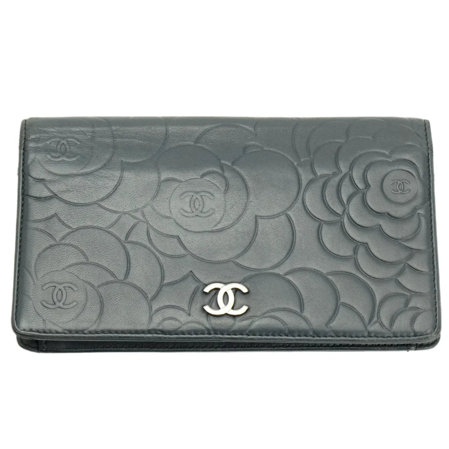 Chanel Camellia Mark Long Wallet Grey - Lost Designer