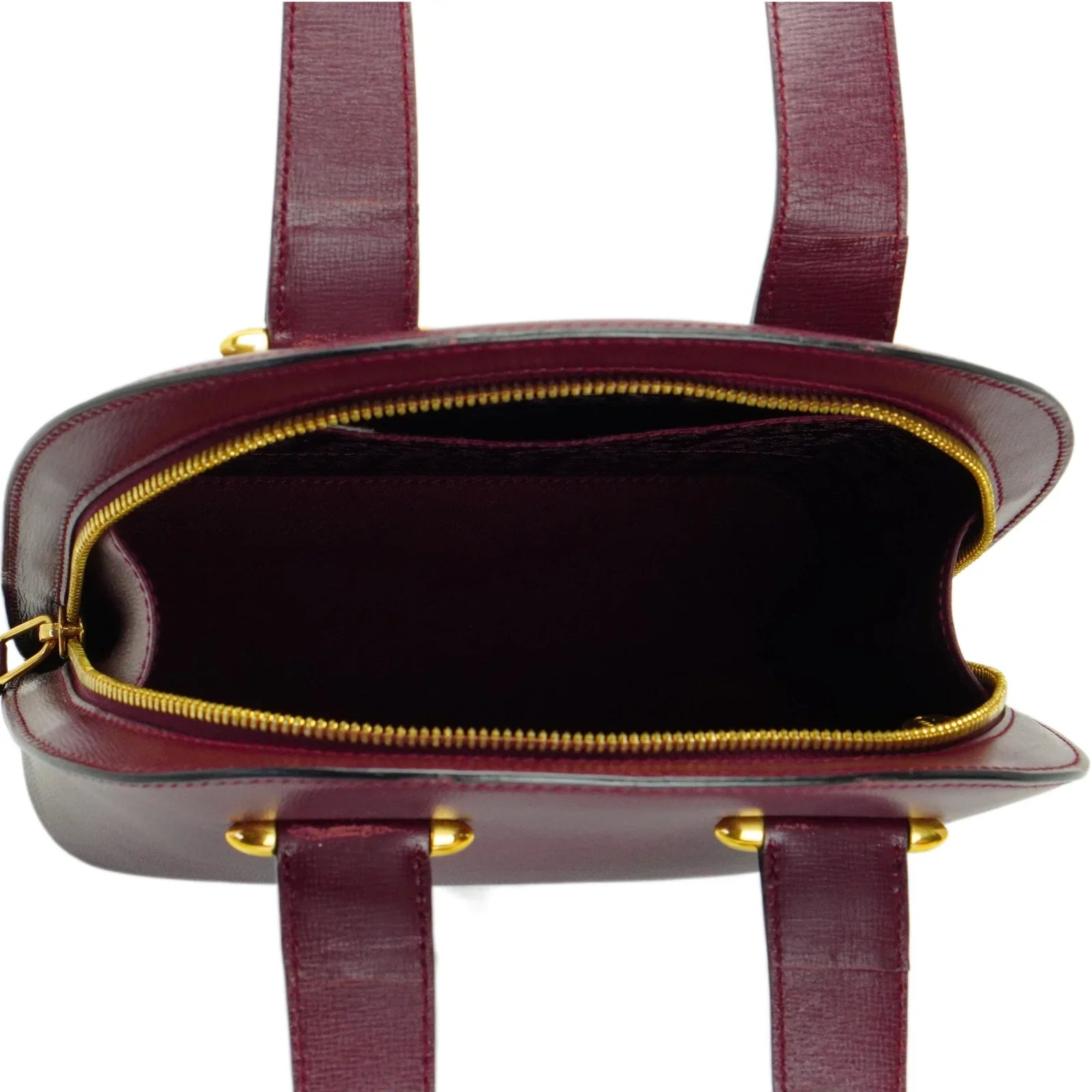 Cartier Leather Rounder Handbag Burgundy - Lost Designer