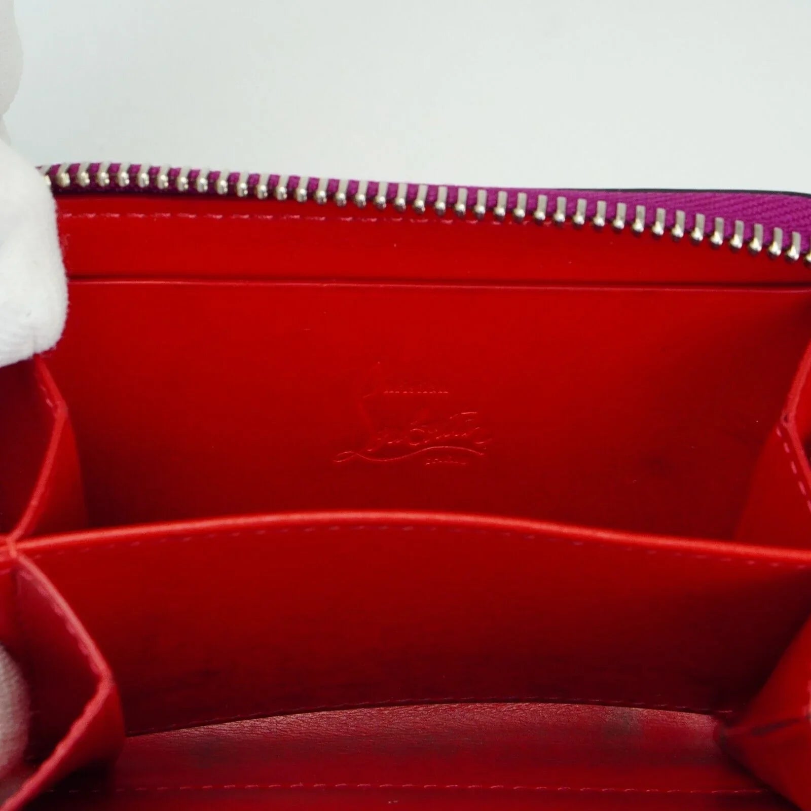 Christian Louboutin Studded Small Zipper Wallet Fuchsia - Lost Designer