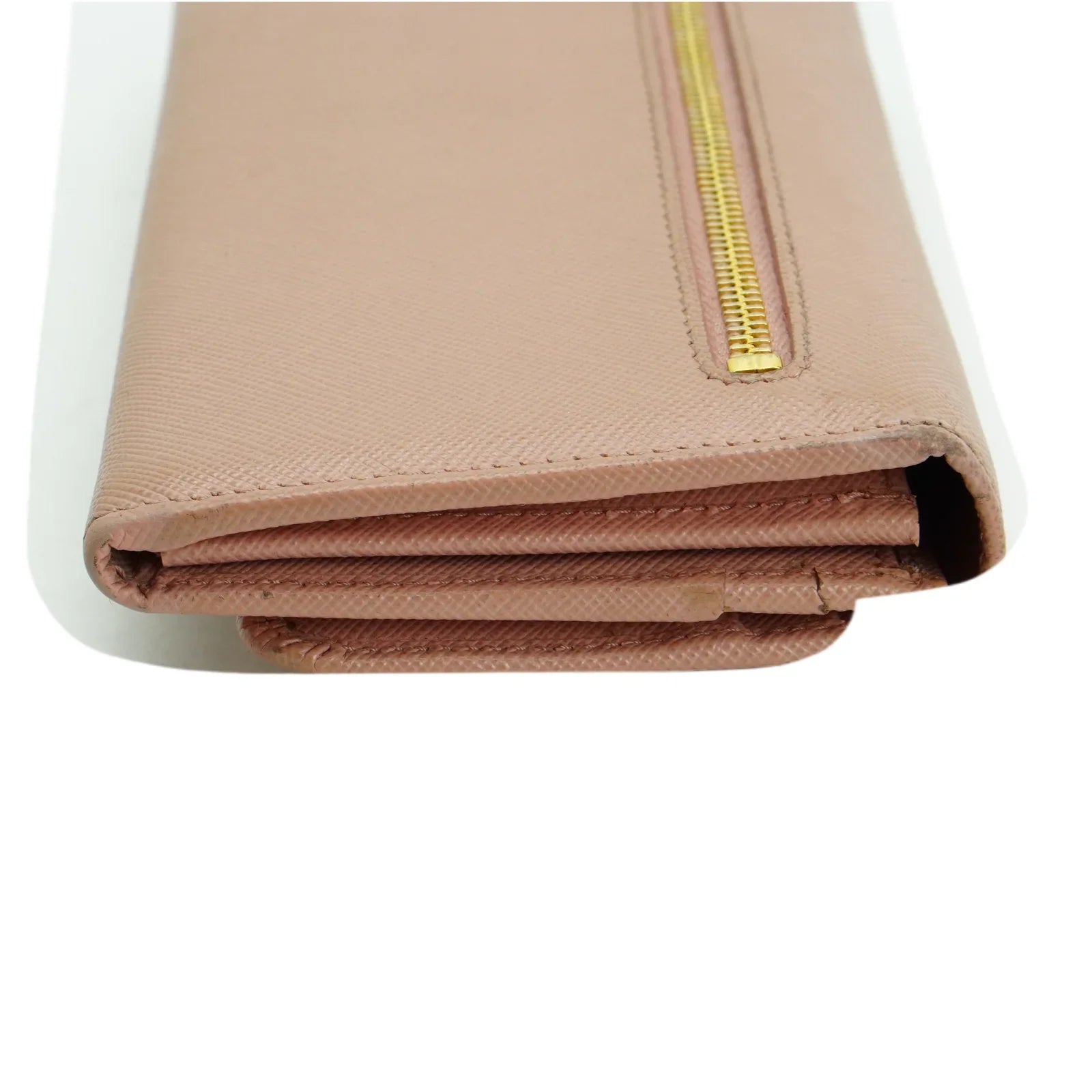 Prada Saffiano Peonia Fiocco Bow Continental Wallet Powder Pink - Lost Designer