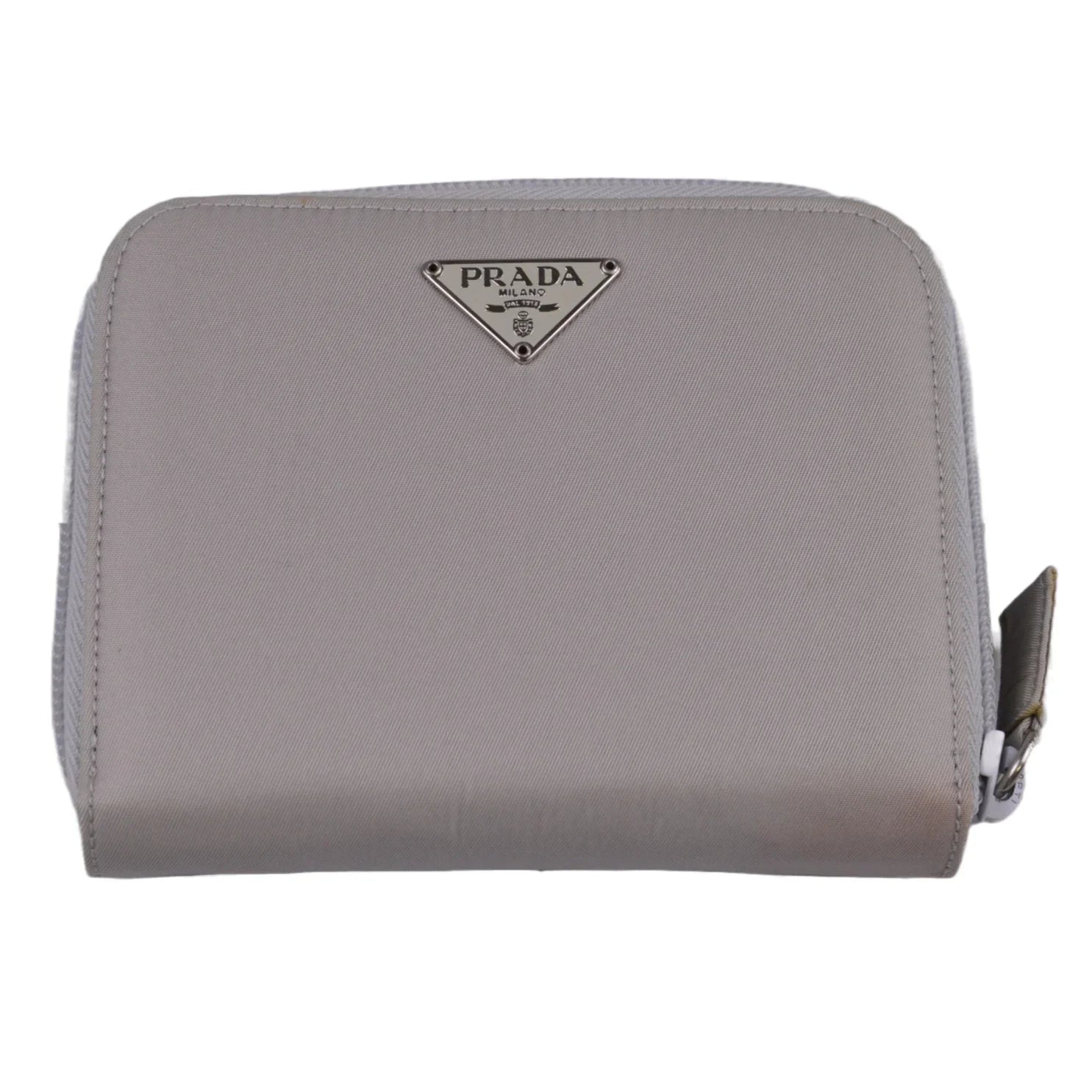 Prada Tessuto Nylon Zip Fold Wallet Grey - Lost Designer