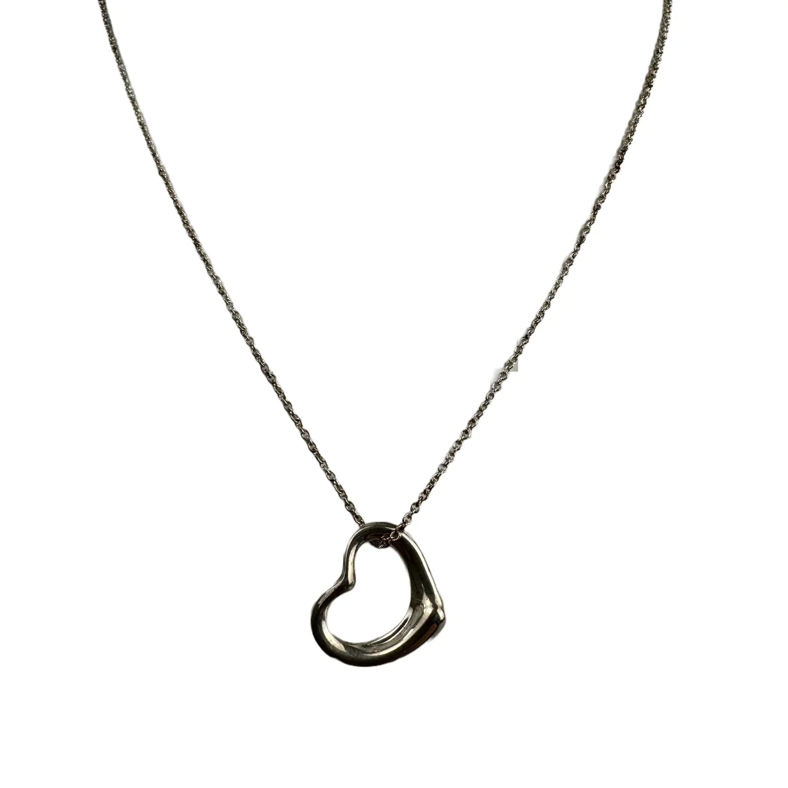 Tiffany & Co Elsa Peretti Open Small Heart Necklace Sterling Silver - Lost Designer