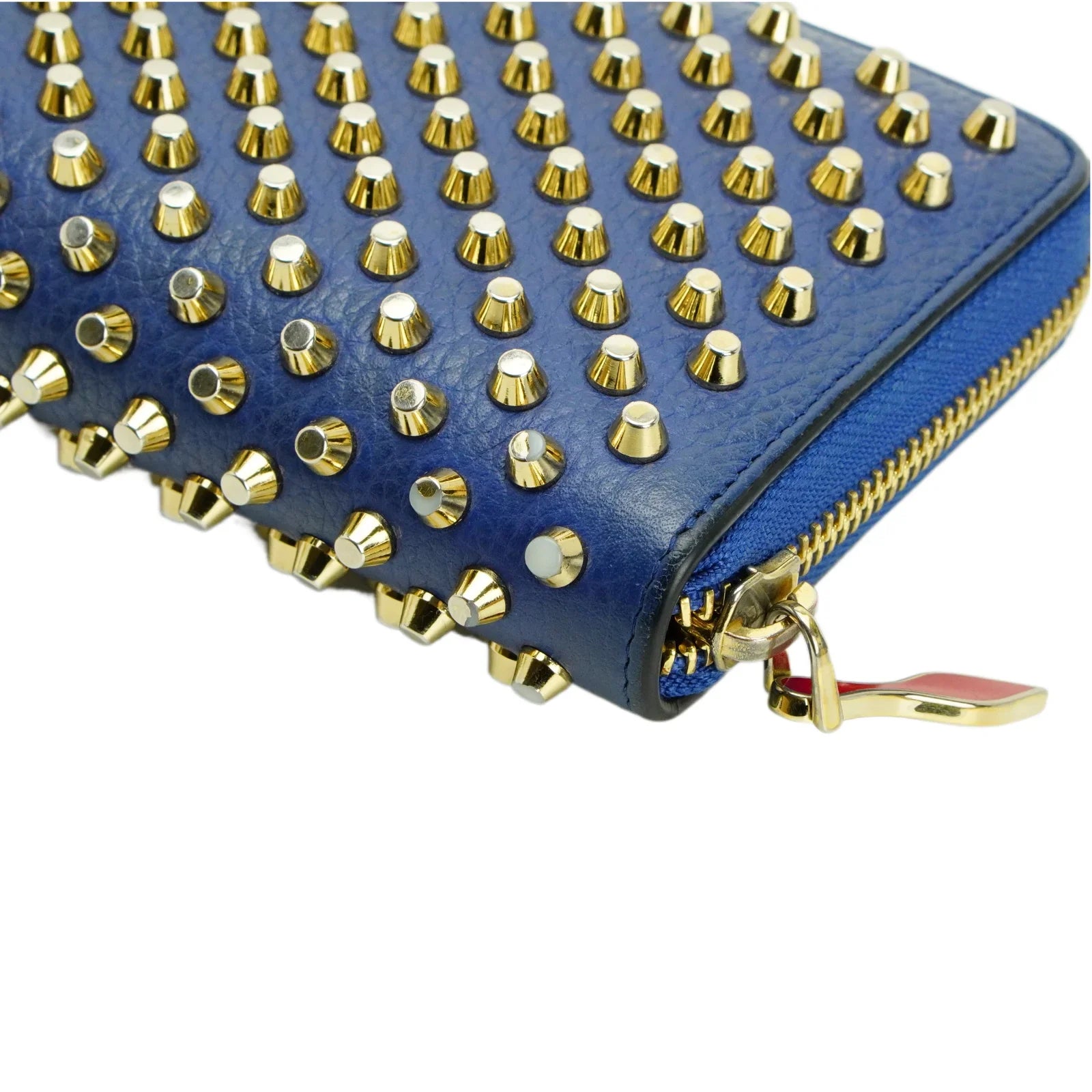Christian Louboutin Panettone Spike Long Wallet Blue - Lost Designer