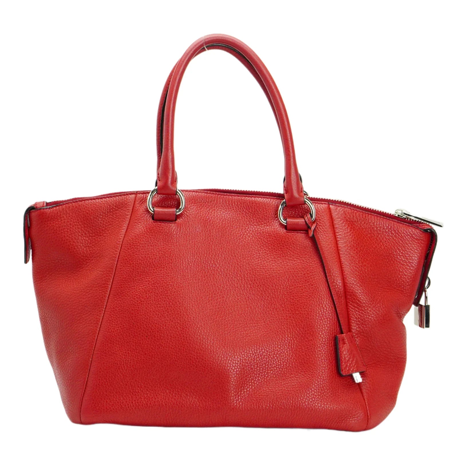 Prada Vitello Daino Pebbled Leather Tote Bag Red - Lost Designer