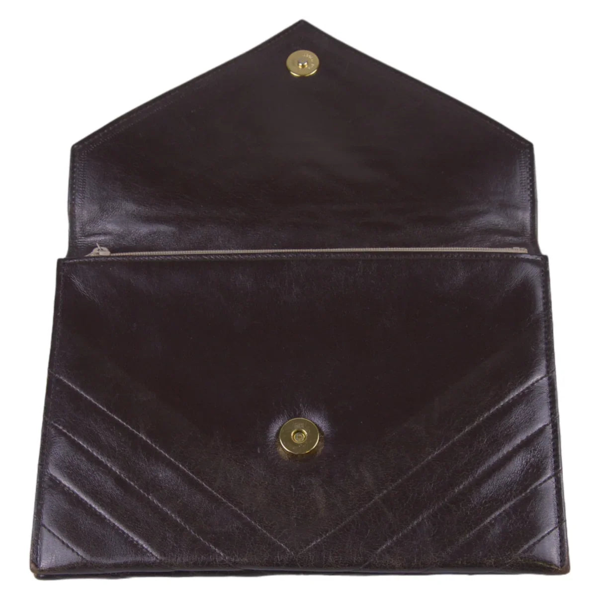 Saint Laurent Leather Clutch Bag Brown - Lost Designer
