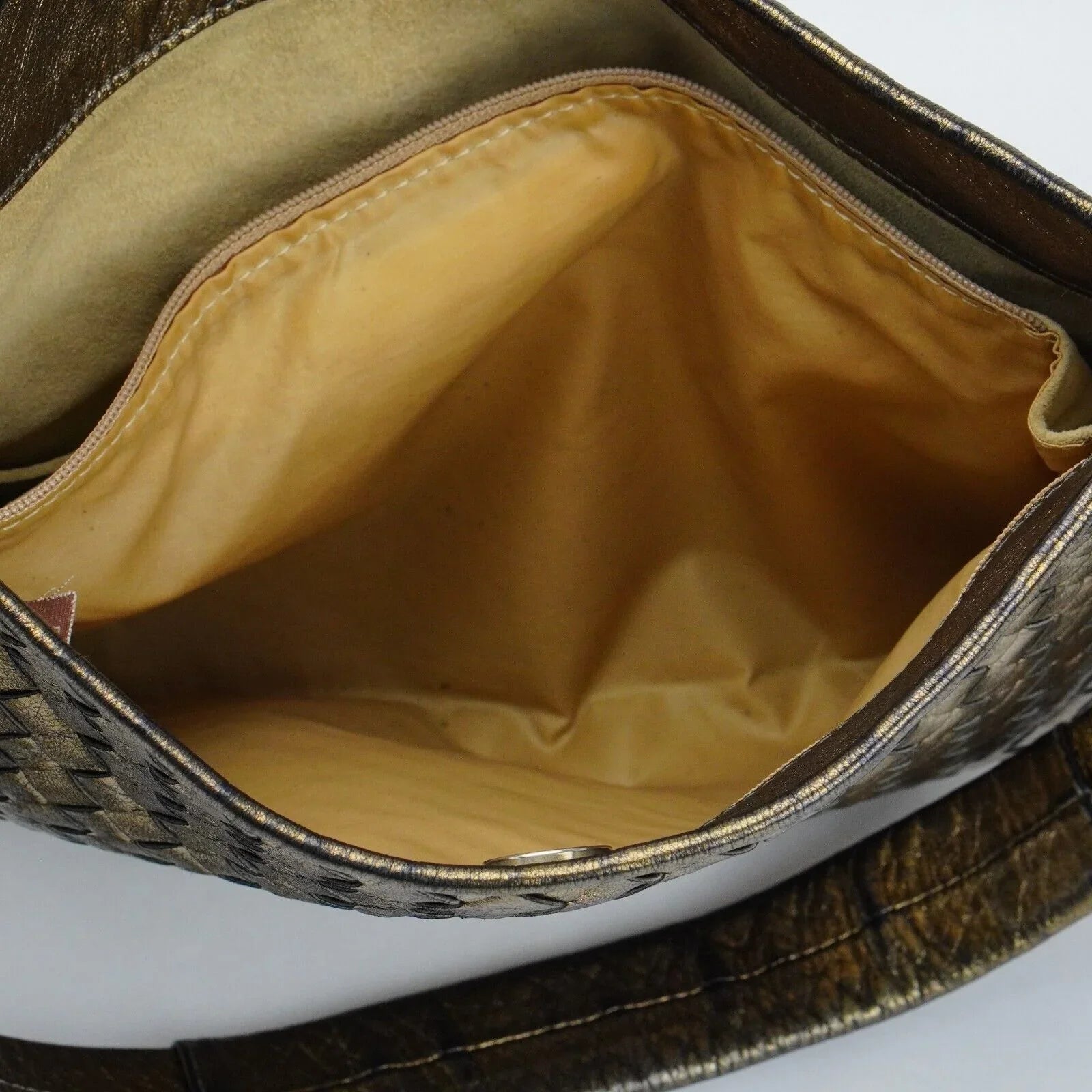 Bottega Veneta Intrecciato Leather Shoulder Bag Gold - Lost Designer