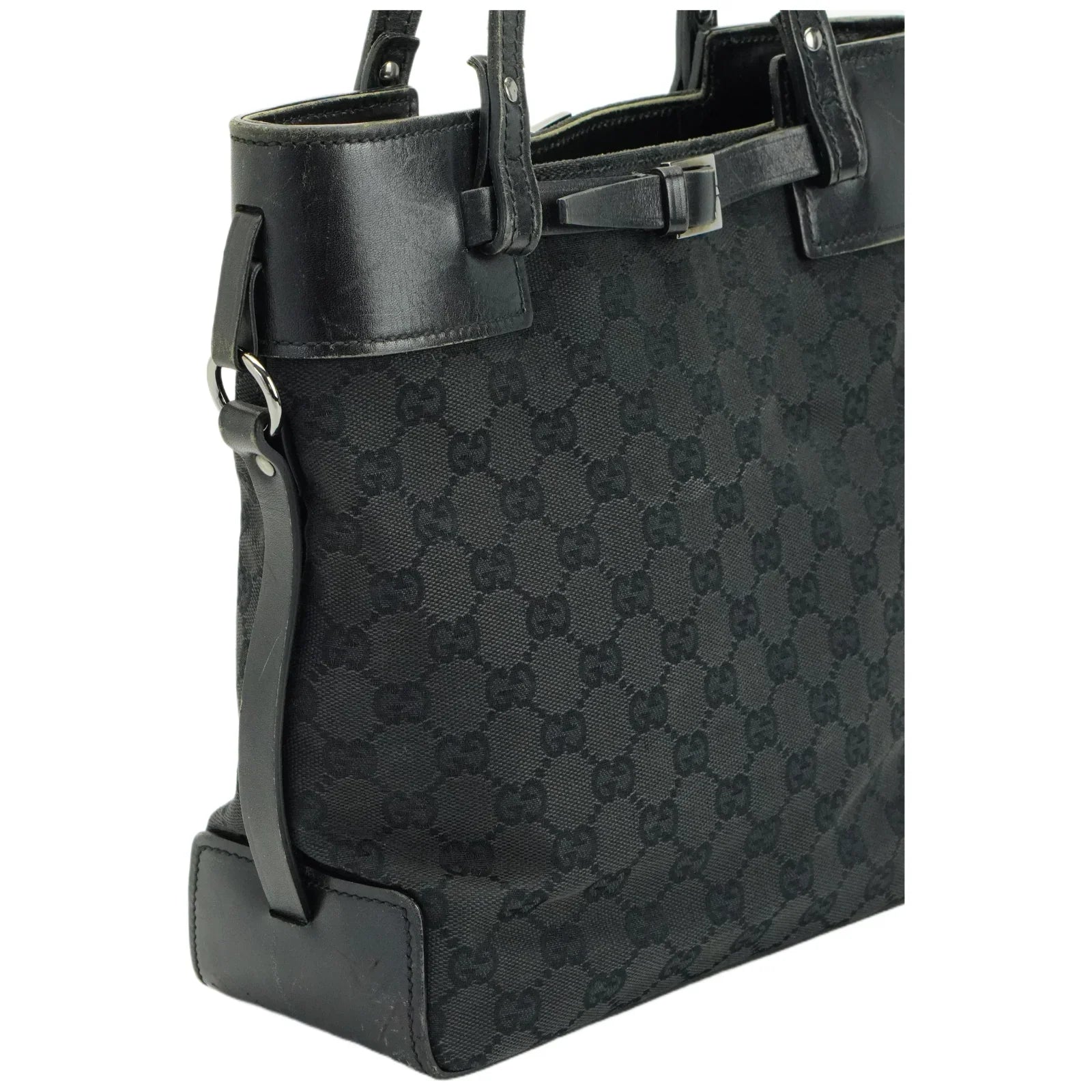 Gucci GG Belt Tote Bag Leather X Canvas Black - Lost Designer
