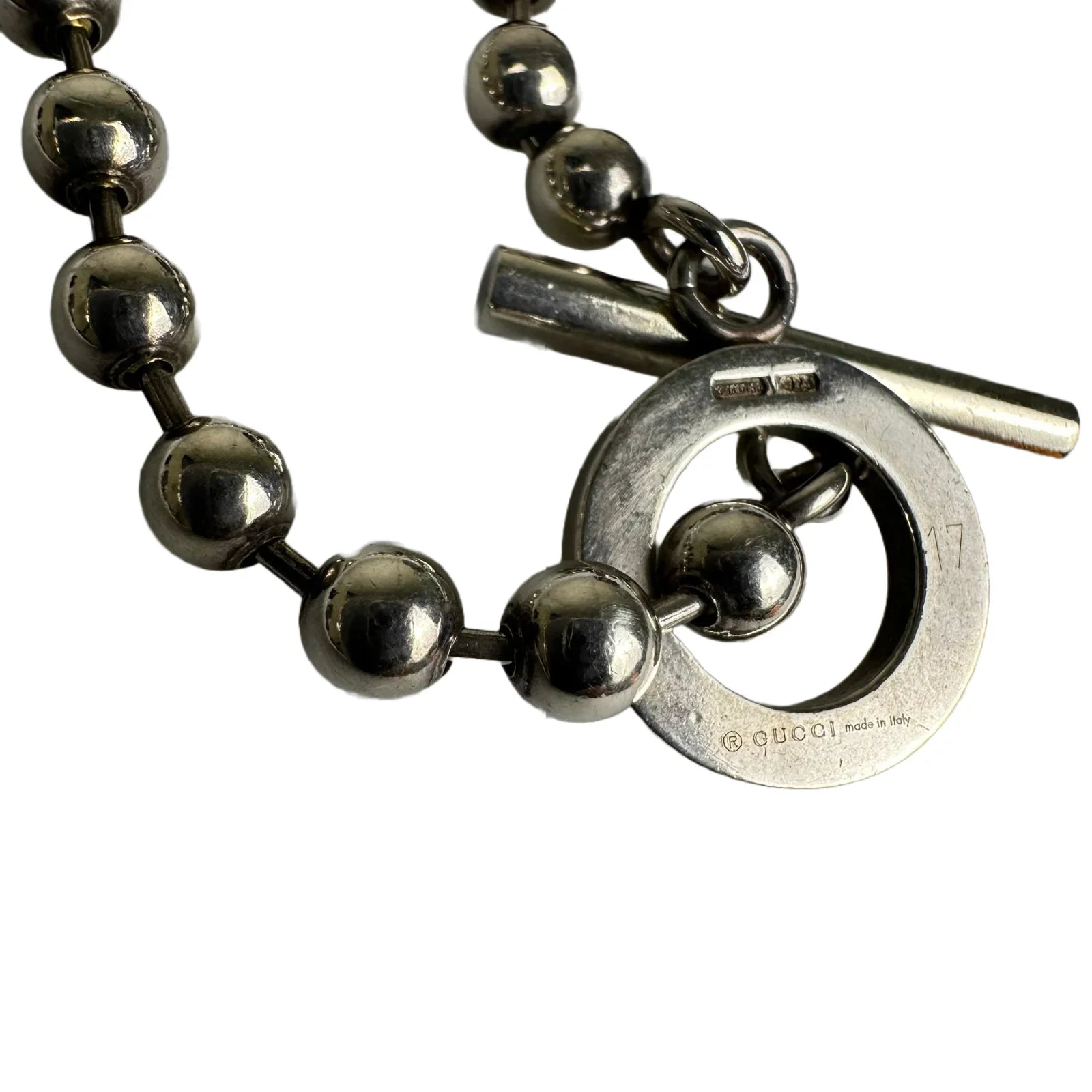 Gucci T-Bar Ball Chain Bracelet Sterling Silver - Lost Designer