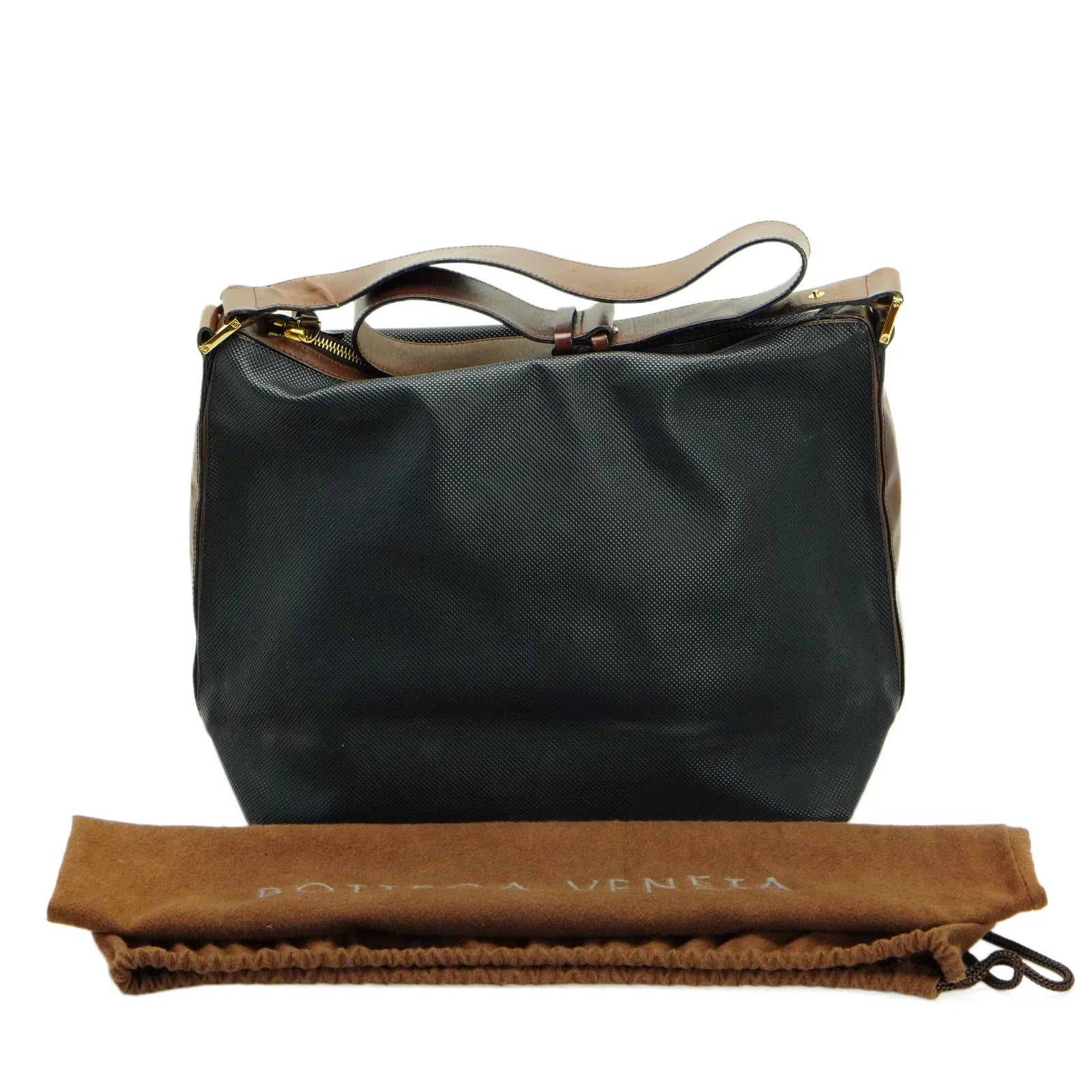 Bottega Veneta Canvas Shoulder Bag Black - Lost Designer
