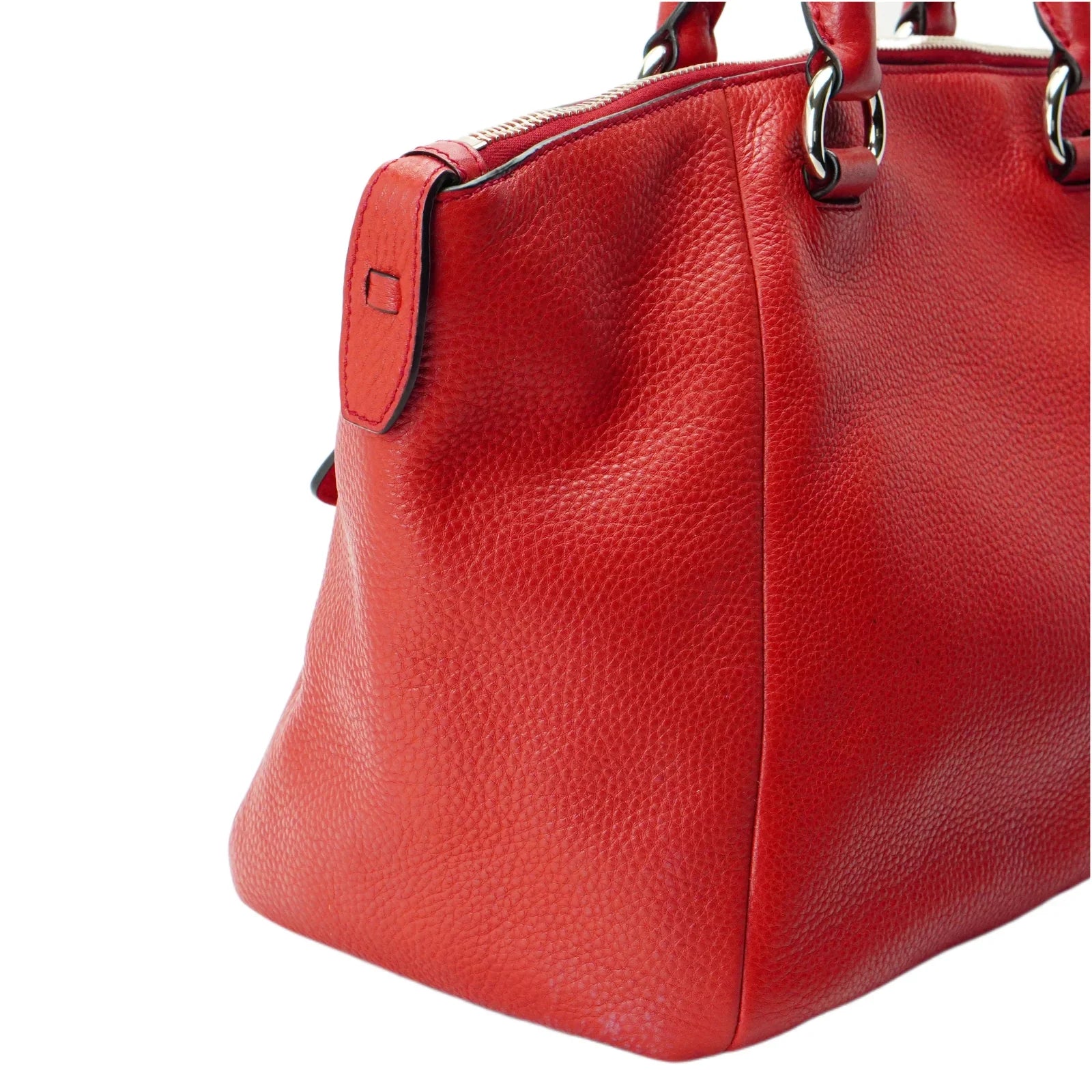Prada Vitello Daino Pebbled Leather Tote Bag Red - Lost Designer