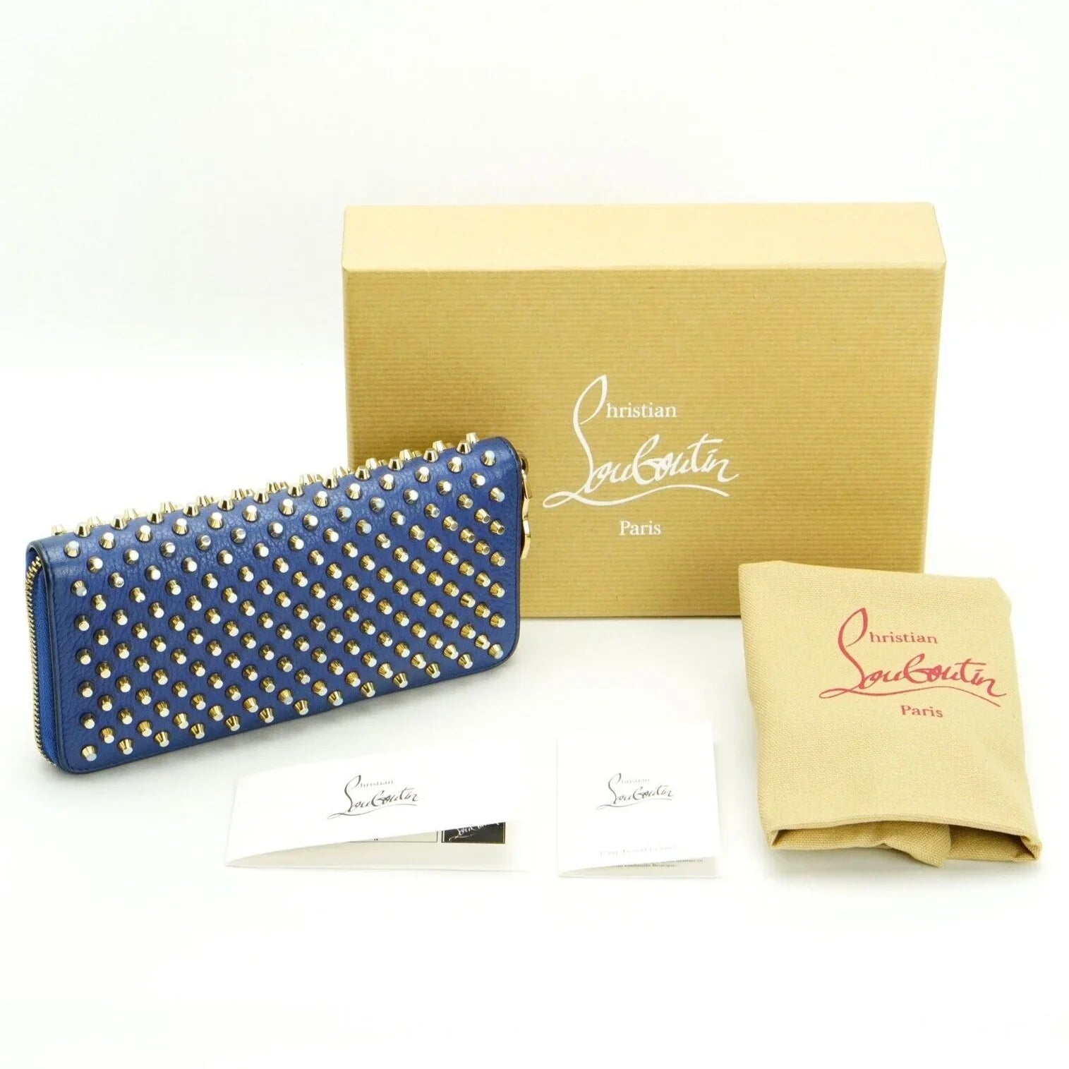 Christian Louboutin Panettone Spike Long Wallet Blue - Lost Designer