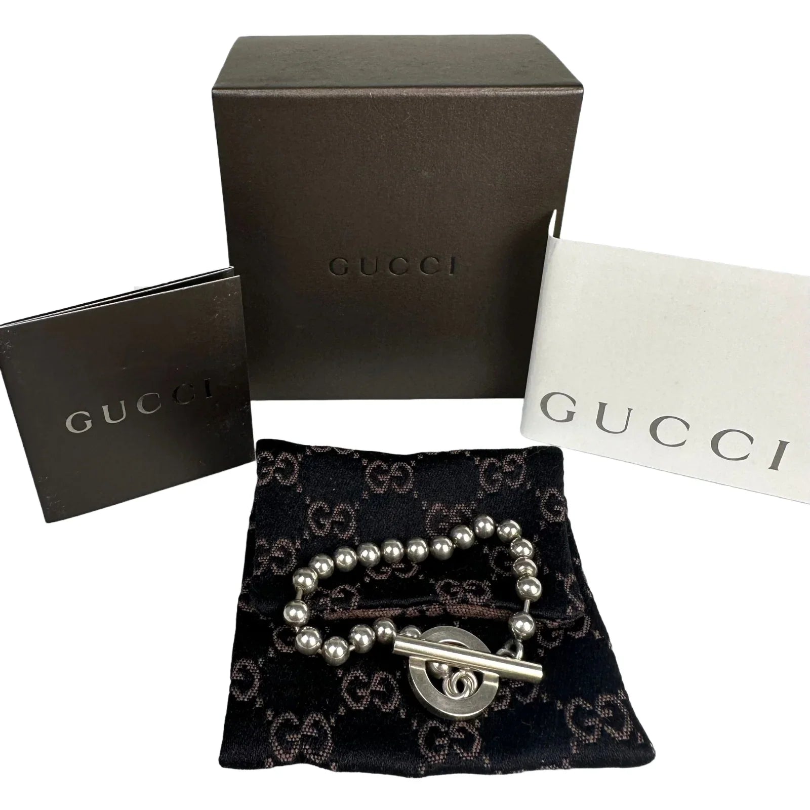 Gucci T-Bar Ball Chain Bracelet Sterling Silver - Lost Designer